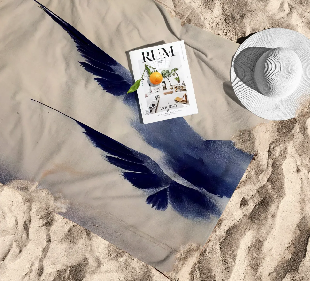Indigo Bird beach towel by treechild