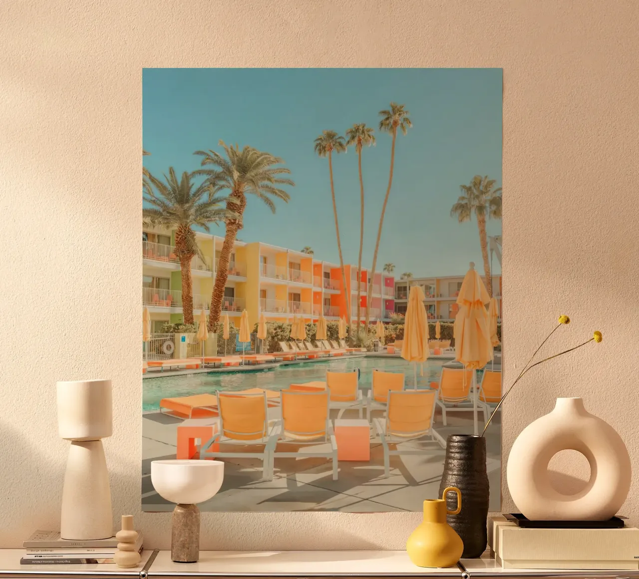 Palm Springs Iconic Pool poster con telaio in alluminio da robertmotoiart