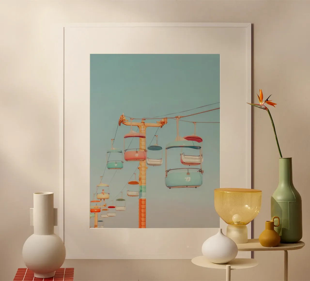 Santa Cruz Beach Boardwalk Amusement Park poster con telaio in plastica da lennytravers