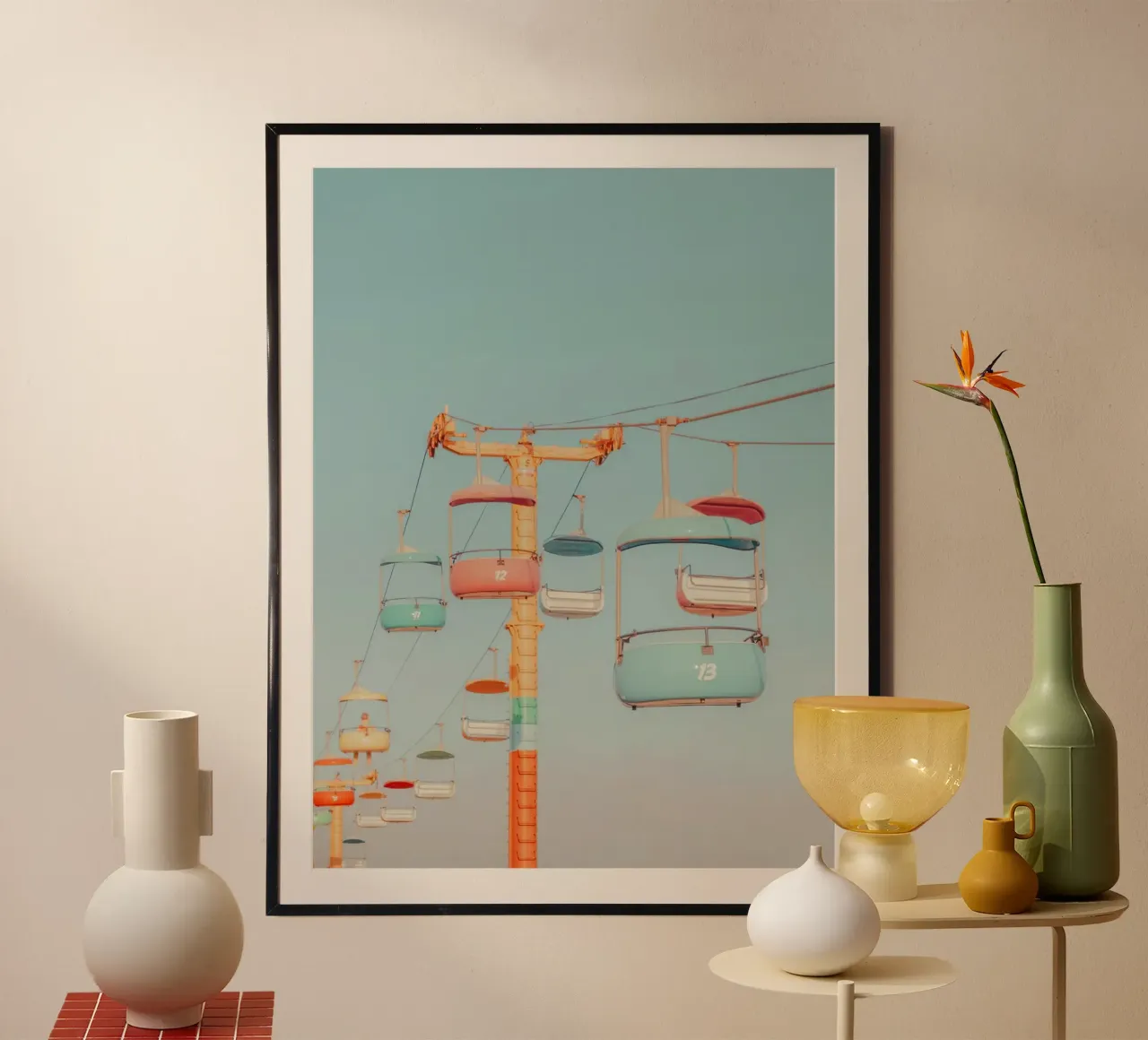 Santa Cruz Beach Boardwalk Amusement Park poster con telaio in plastica da lennytravers