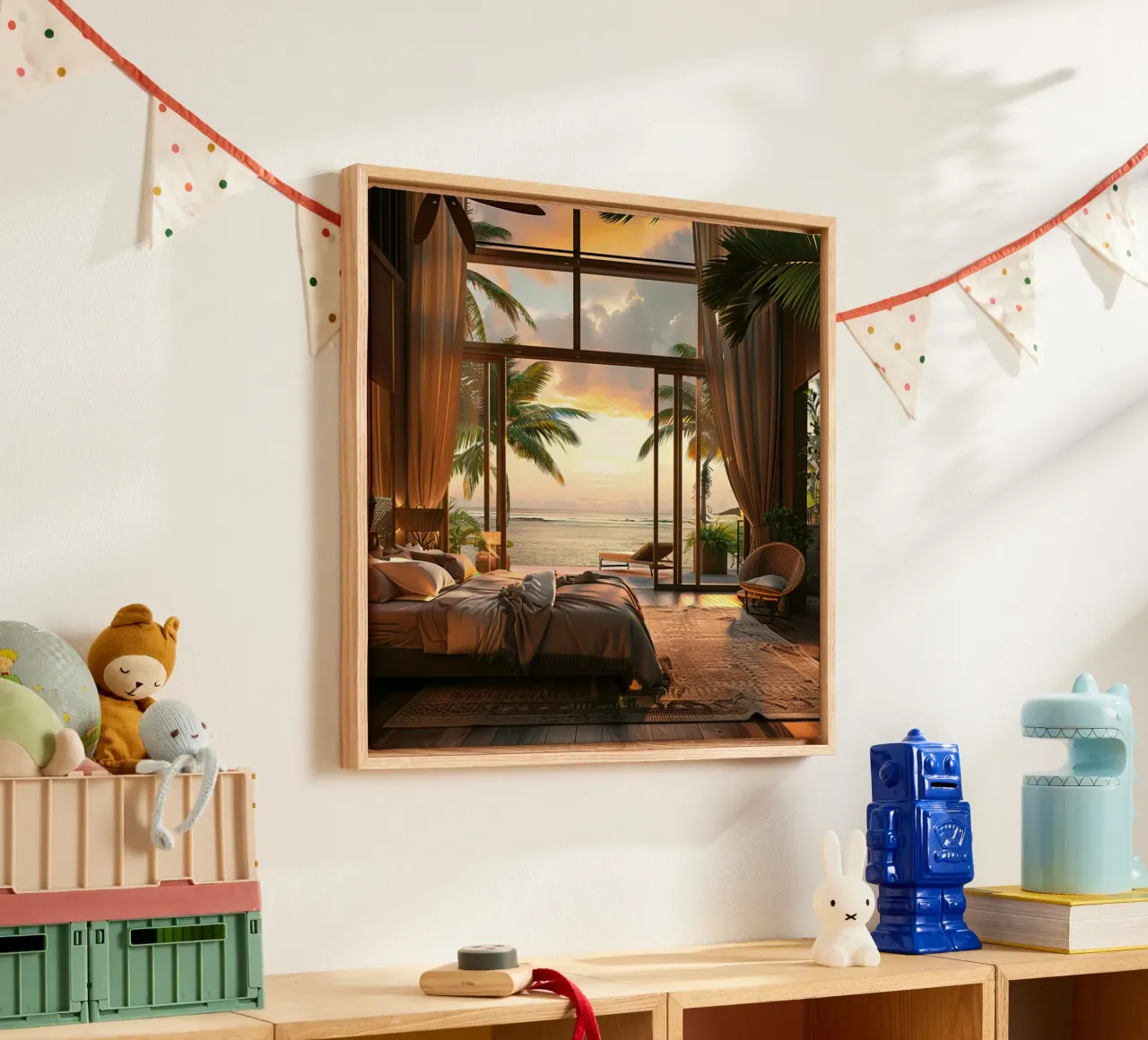 Peach Reverie canvas with Floater frame by StillVibe Home