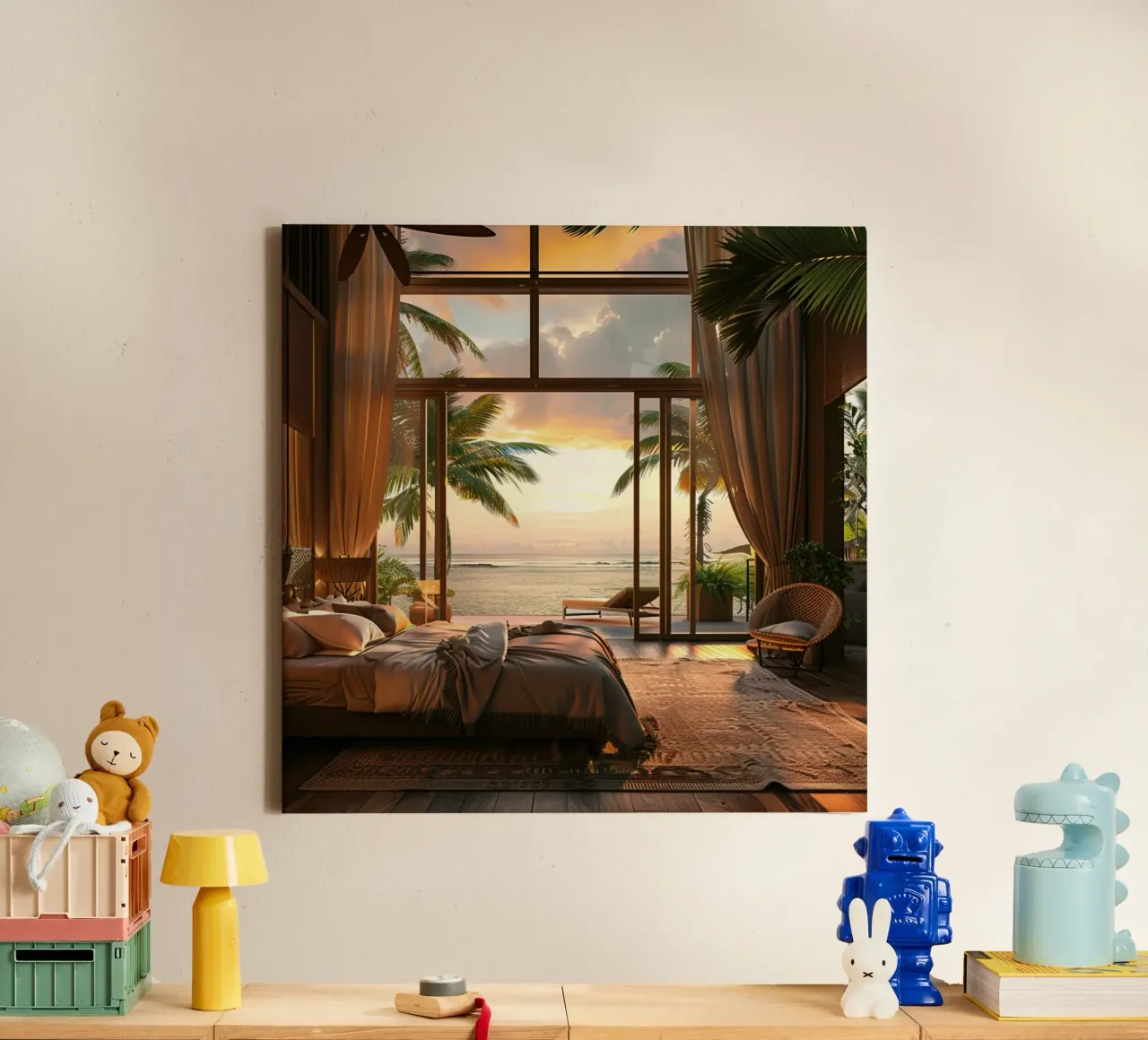 Peach Reverie canvas with Floater frame by StillVibe Home