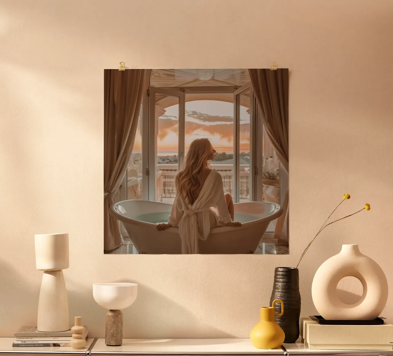 Rituale dell'ora d'oro poster con telaio in alluminio da StillVibe Home