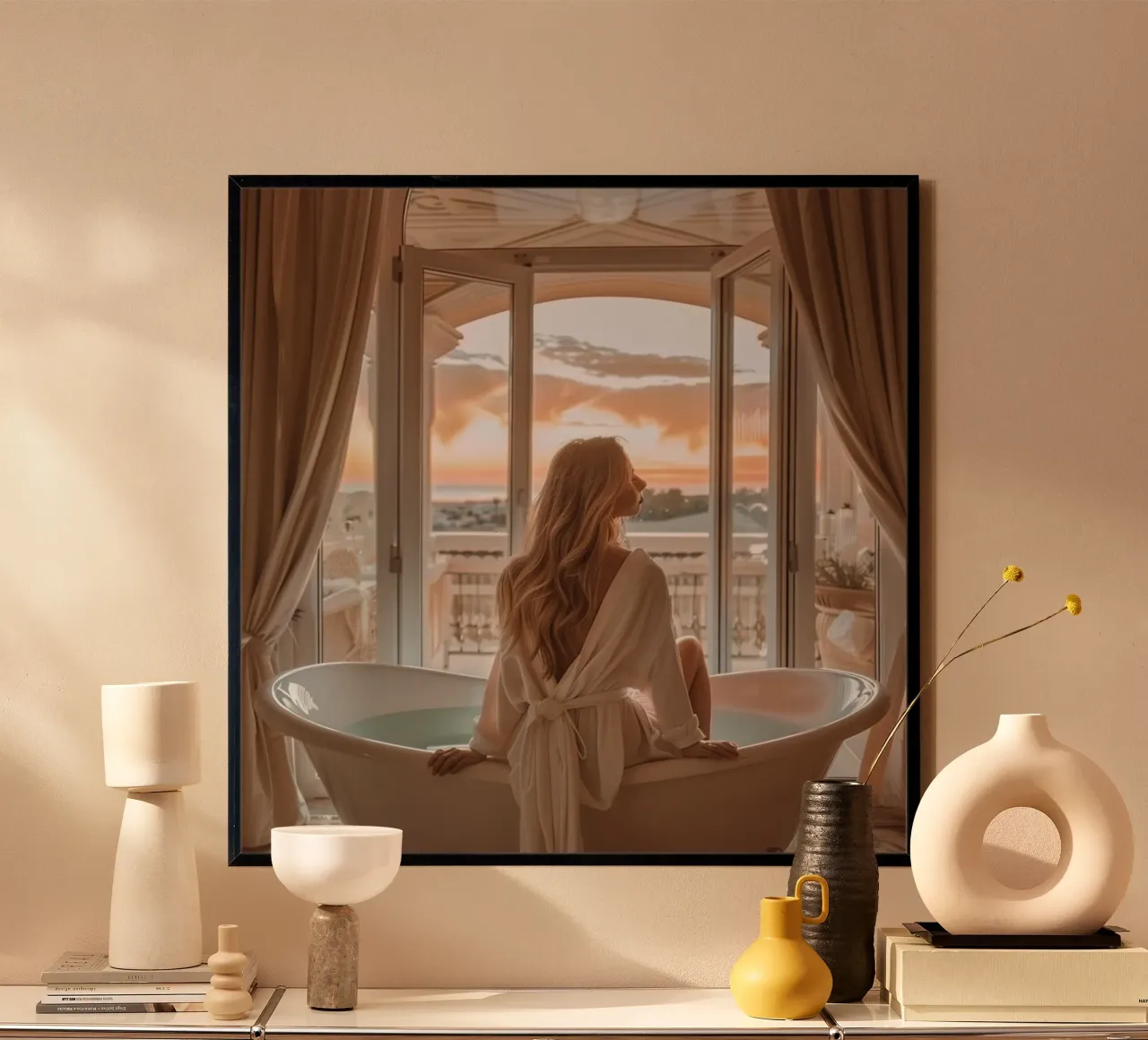 Rituale dell'ora d'oro poster con telaio in alluminio da StillVibe Home