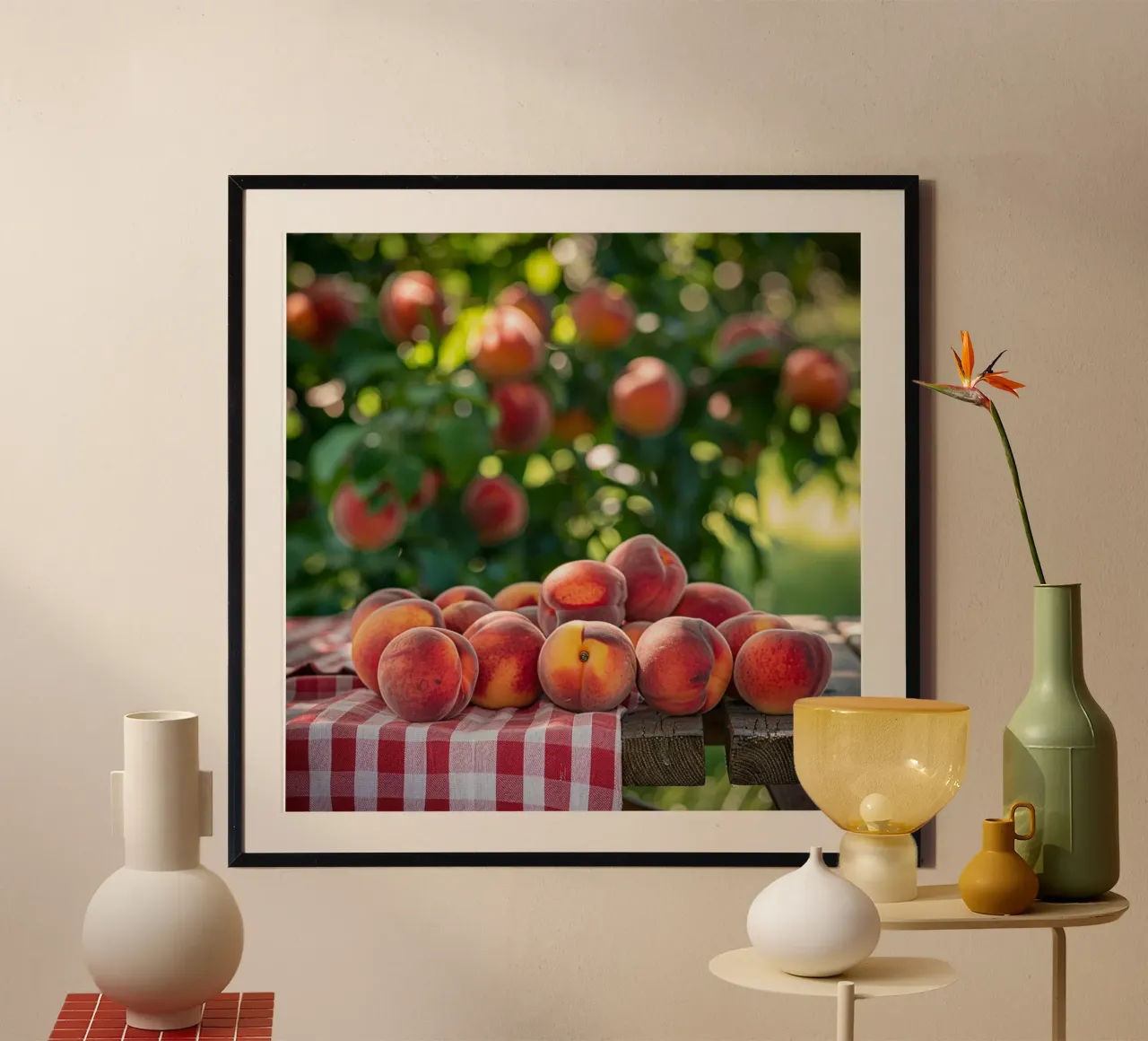 Sommerpfirsiche & Picknick-Stimmung Poster von StillVibe Home