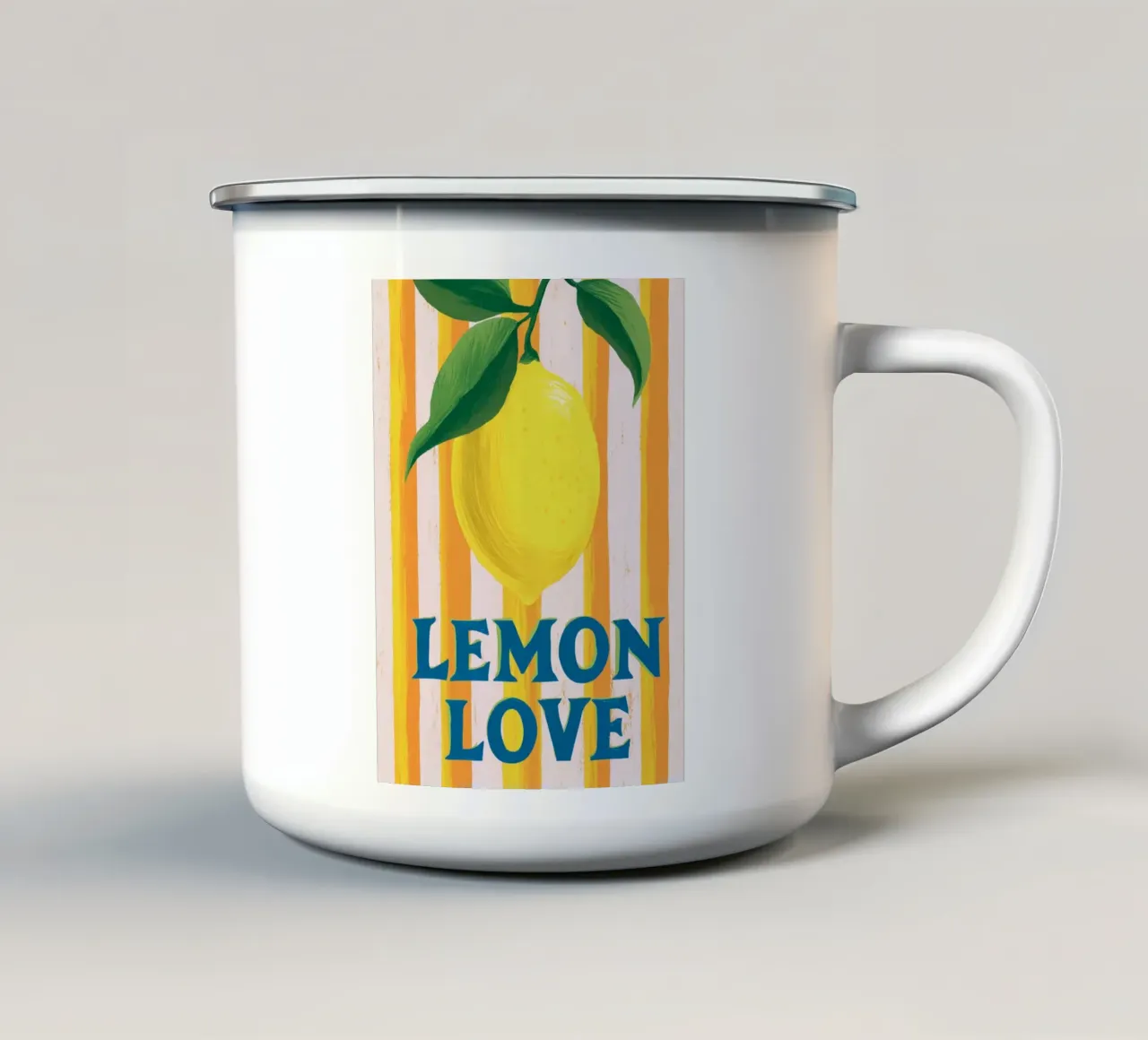 Amore al limone con le strisce tazza in smalto da Carinaprint