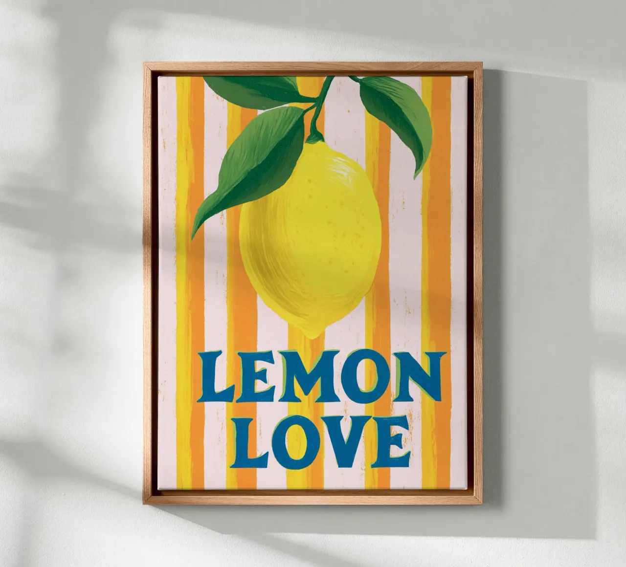 Amore al limone con le strisce tela con Cornice a cassetta da Carinaprint