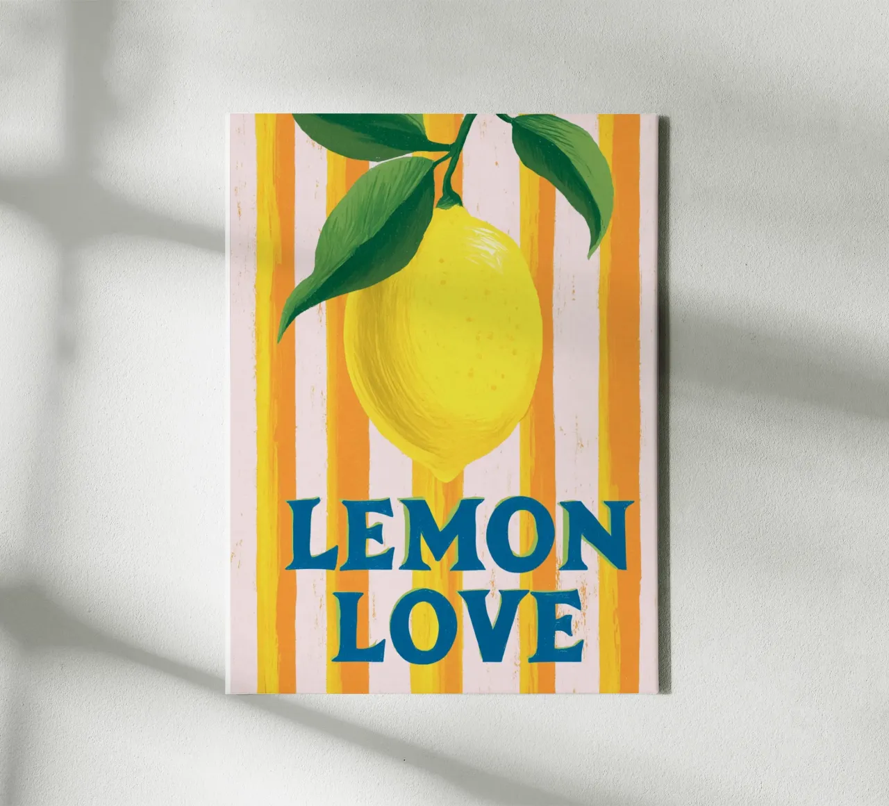 Amore al limone con le strisce tela con Cornice a cassetta da Carinaprint