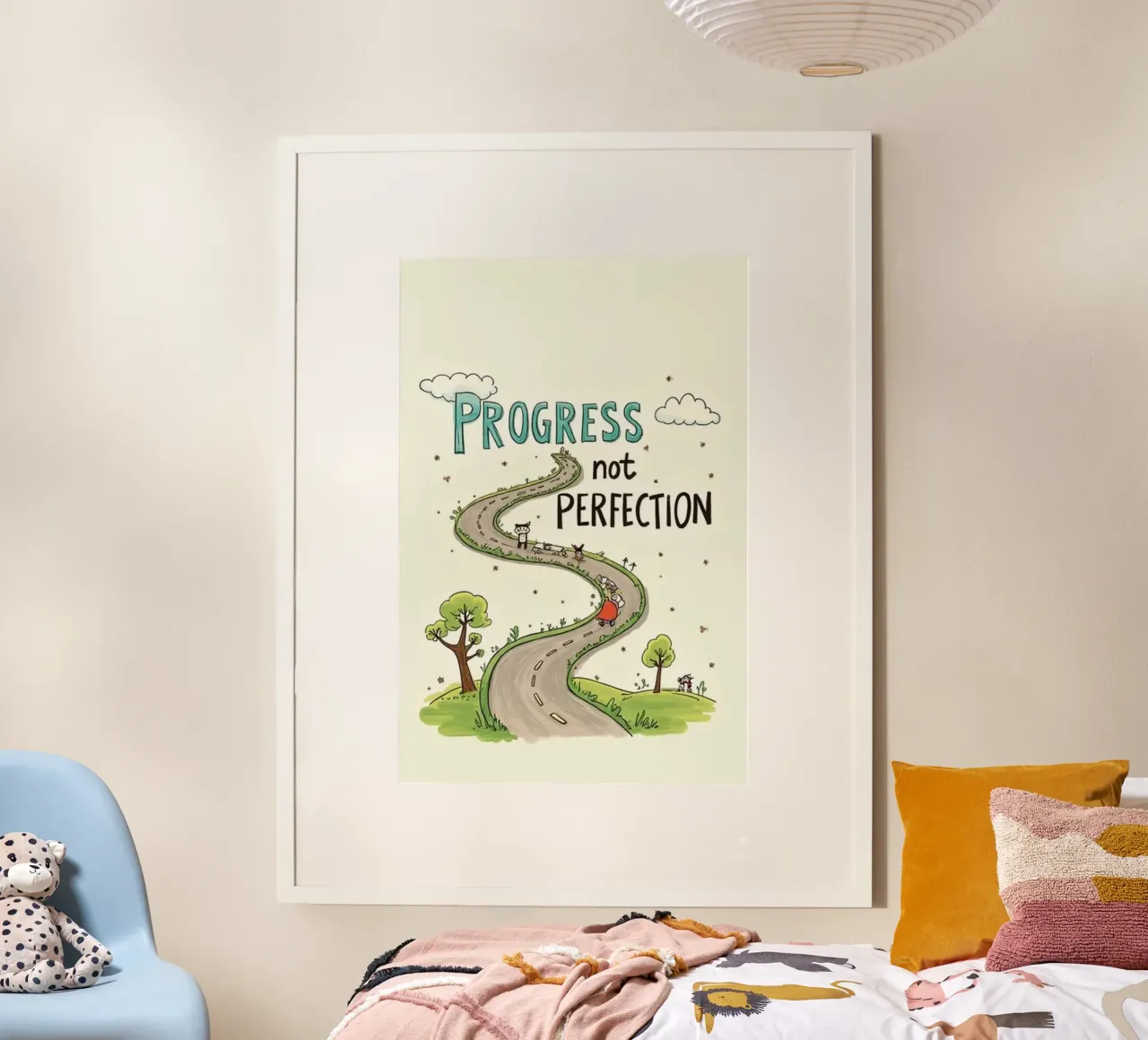 progresso non perfezione poster con telaio in plastica da art quots shop