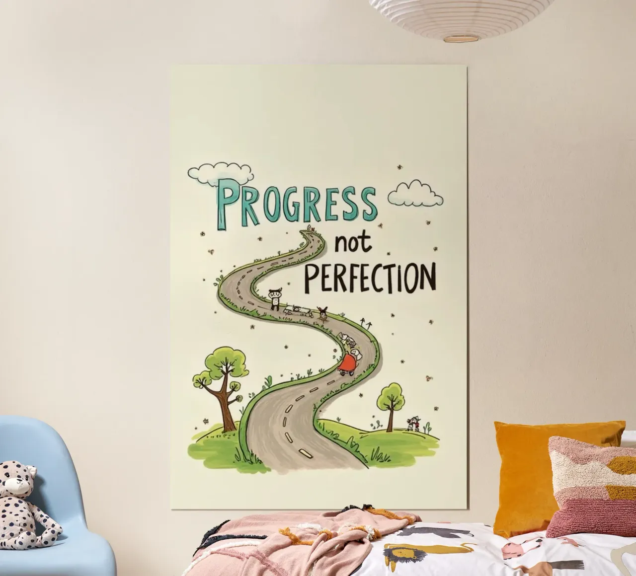 progresso non perfezione poster con telaio in plastica da art quots shop