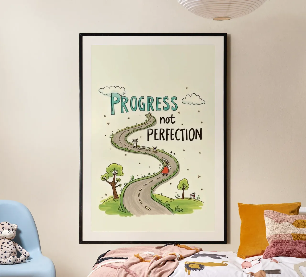 progresso non perfezione poster con telaio in plastica da art quots shop