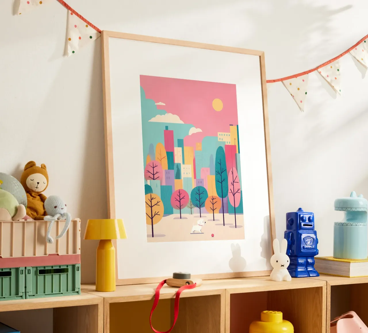 Fetch in the Park poster con telaio in alluminio da Kiara