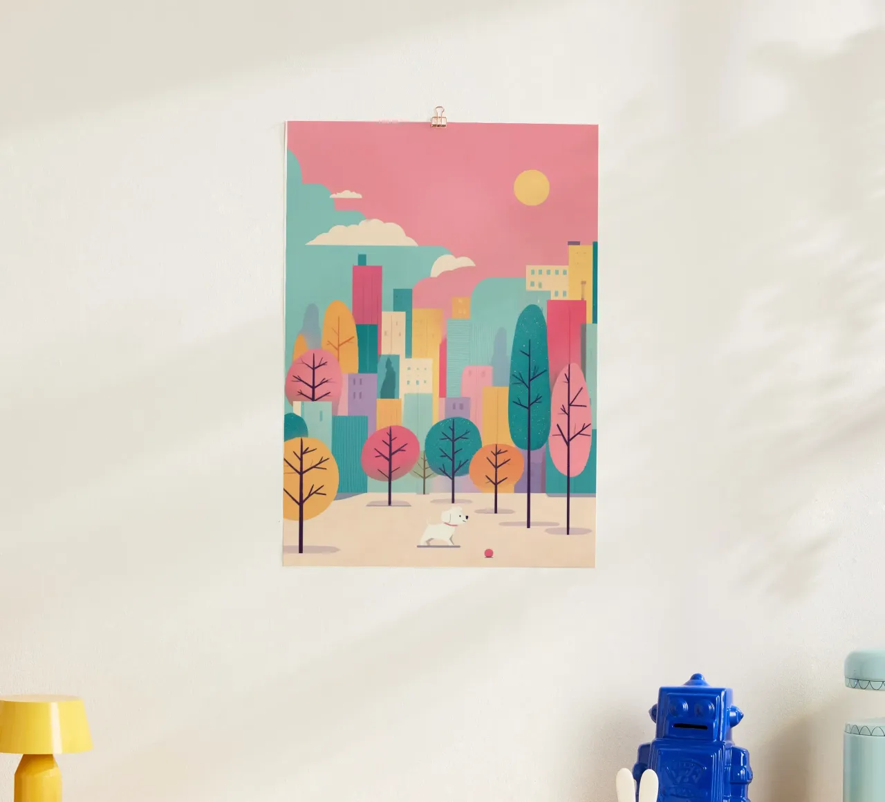 Fetch in the Park poster con telaio in alluminio da Kiara