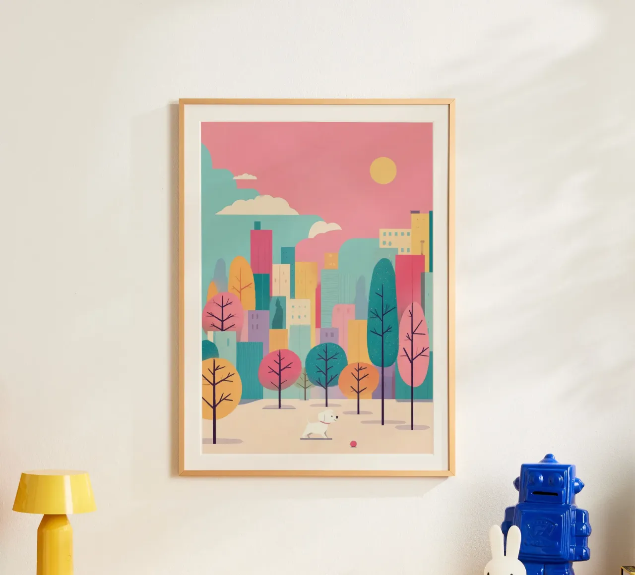 Fetch in the Park poster con telaio in alluminio da Kiara