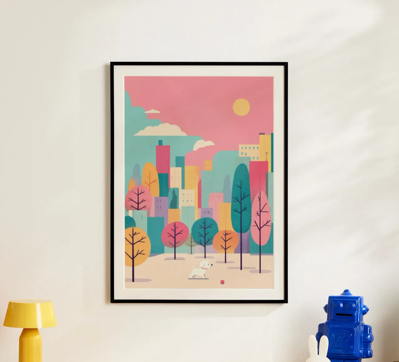 Fetch in the Park poster con telaio in alluminio da Kiara