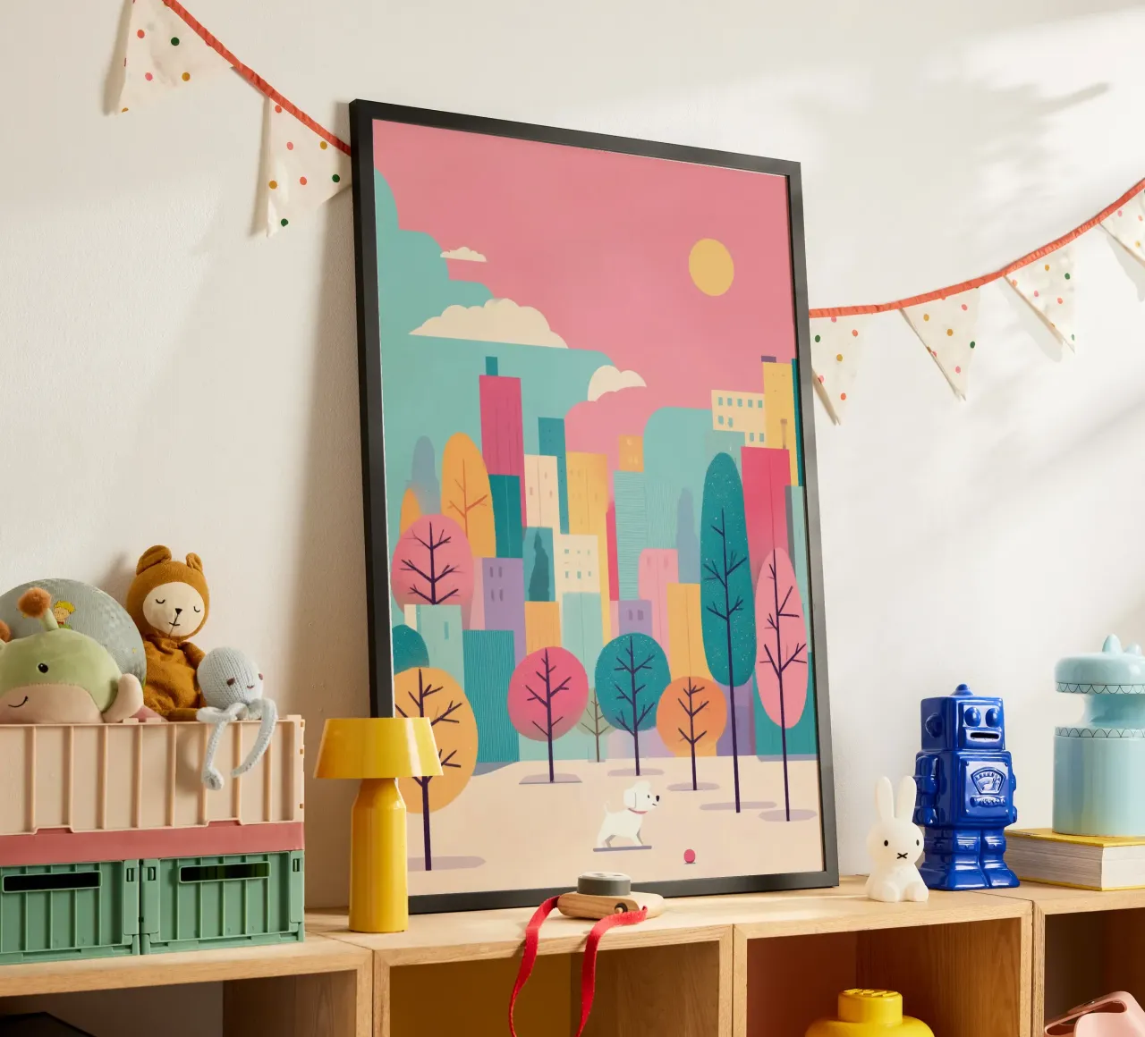 Fetch in the Park poster con telaio in alluminio da Kiara