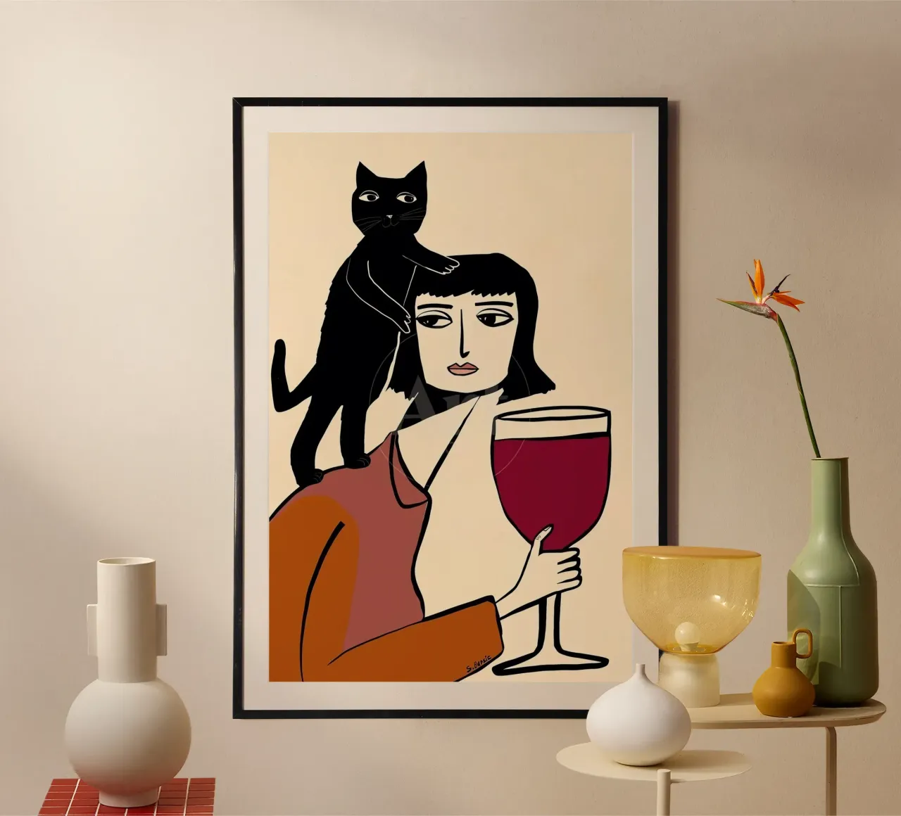 Amante del vino e dei gatti poster da Arjun
