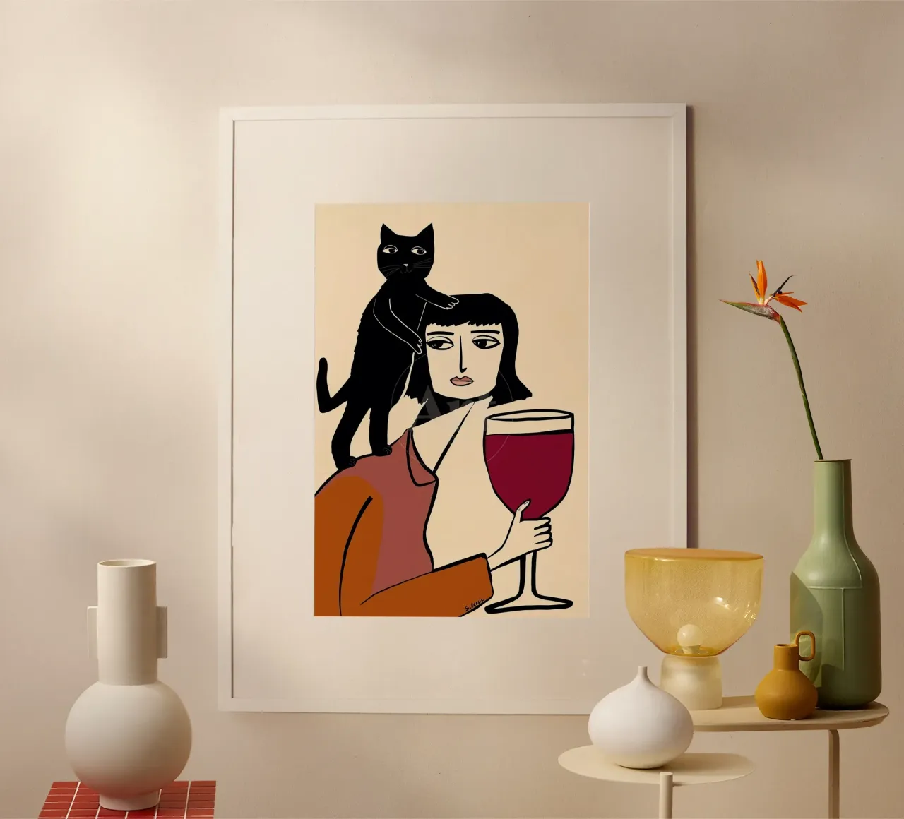 Amante del vino e dei gatti poster da Arjun