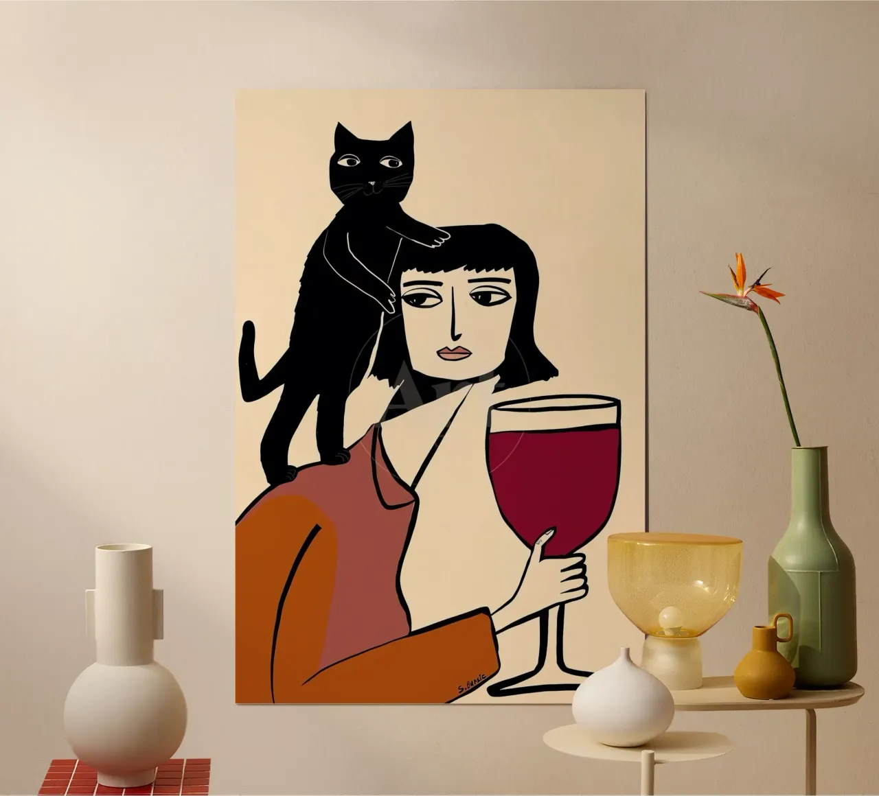 Amante del vino e dei gatti poster da Arjun