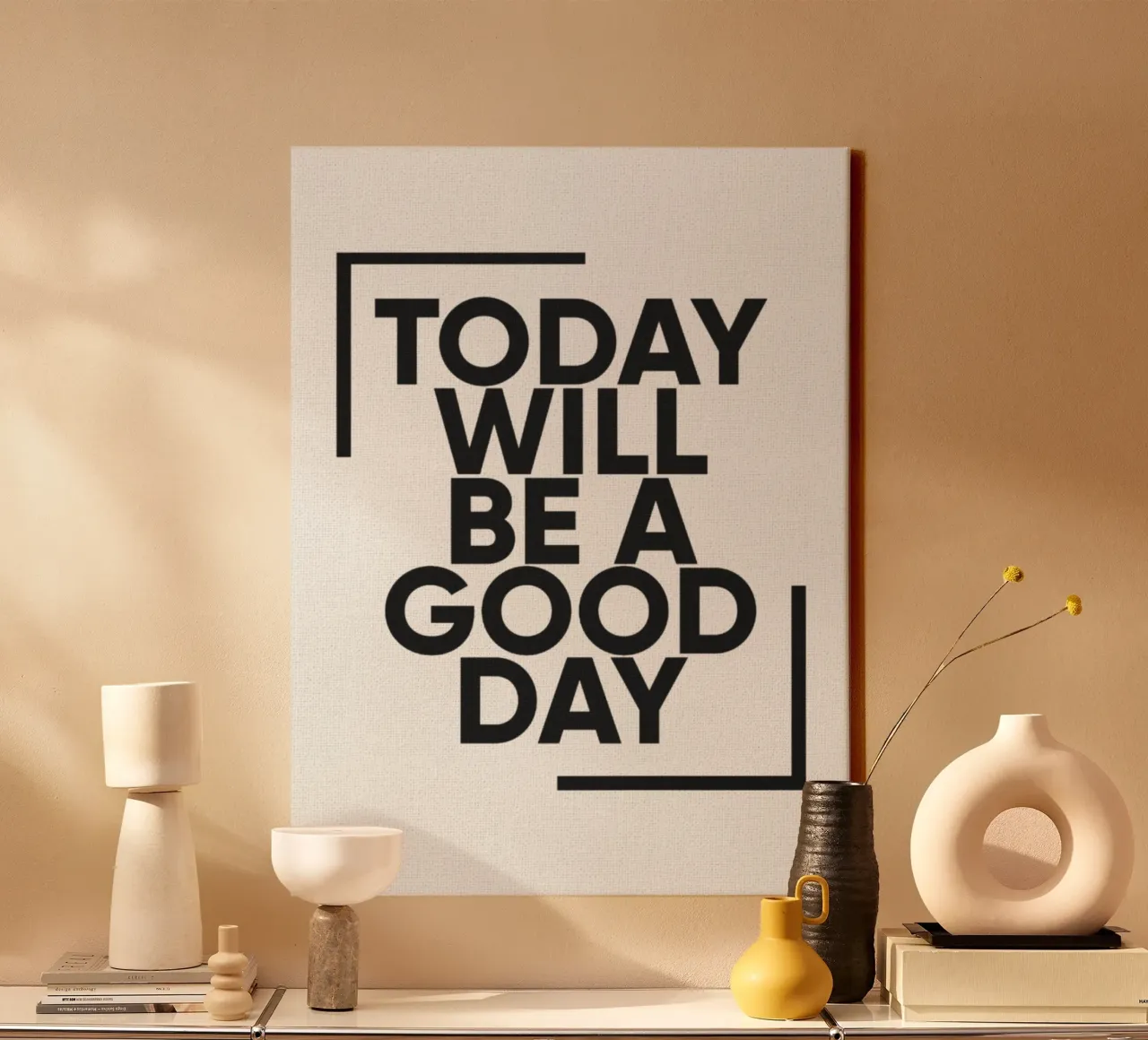 today will be a good day canvas with Floater frame by art quots shop