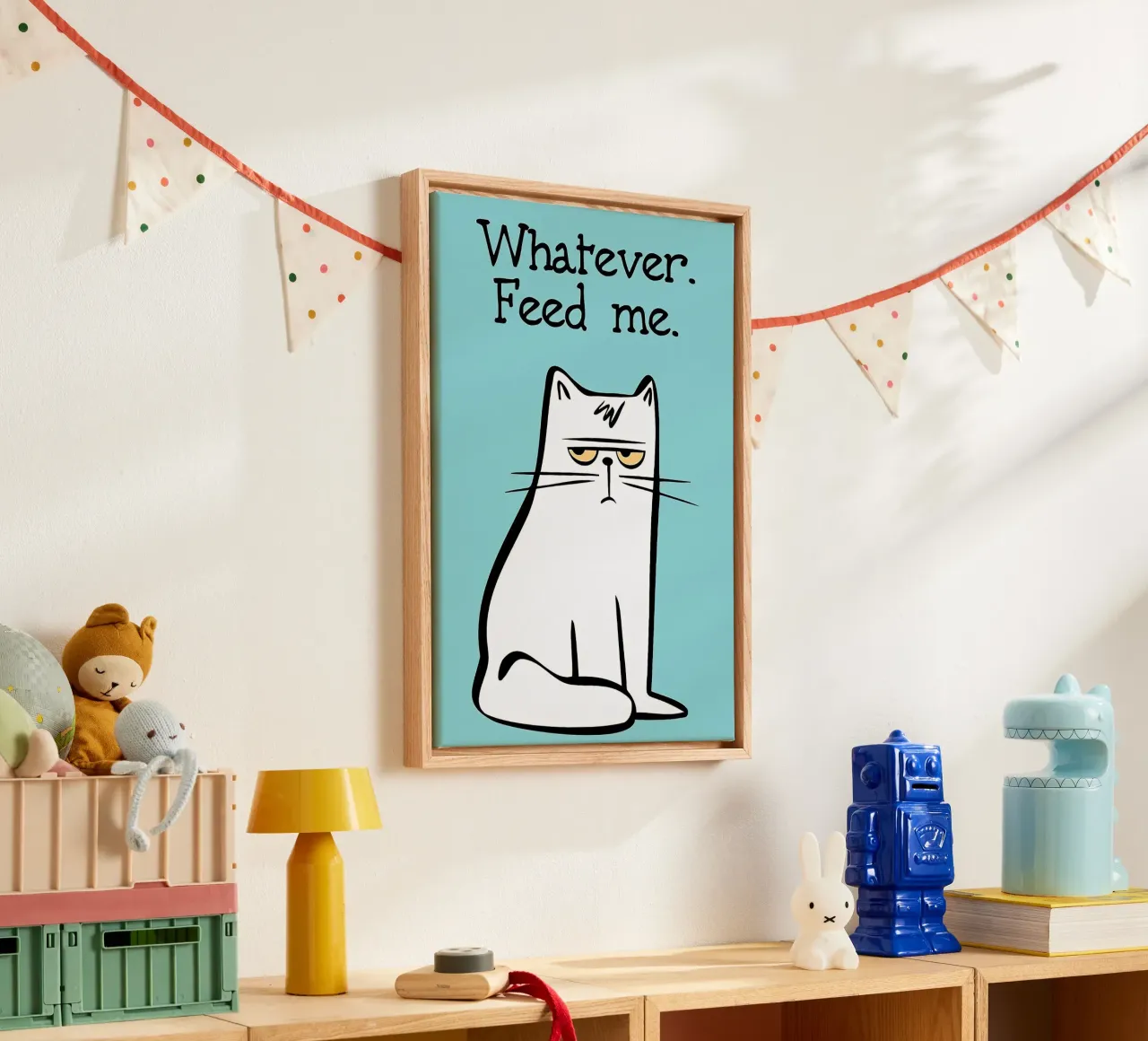 Whatever Feed Me canvas with Floater frame by Arjun