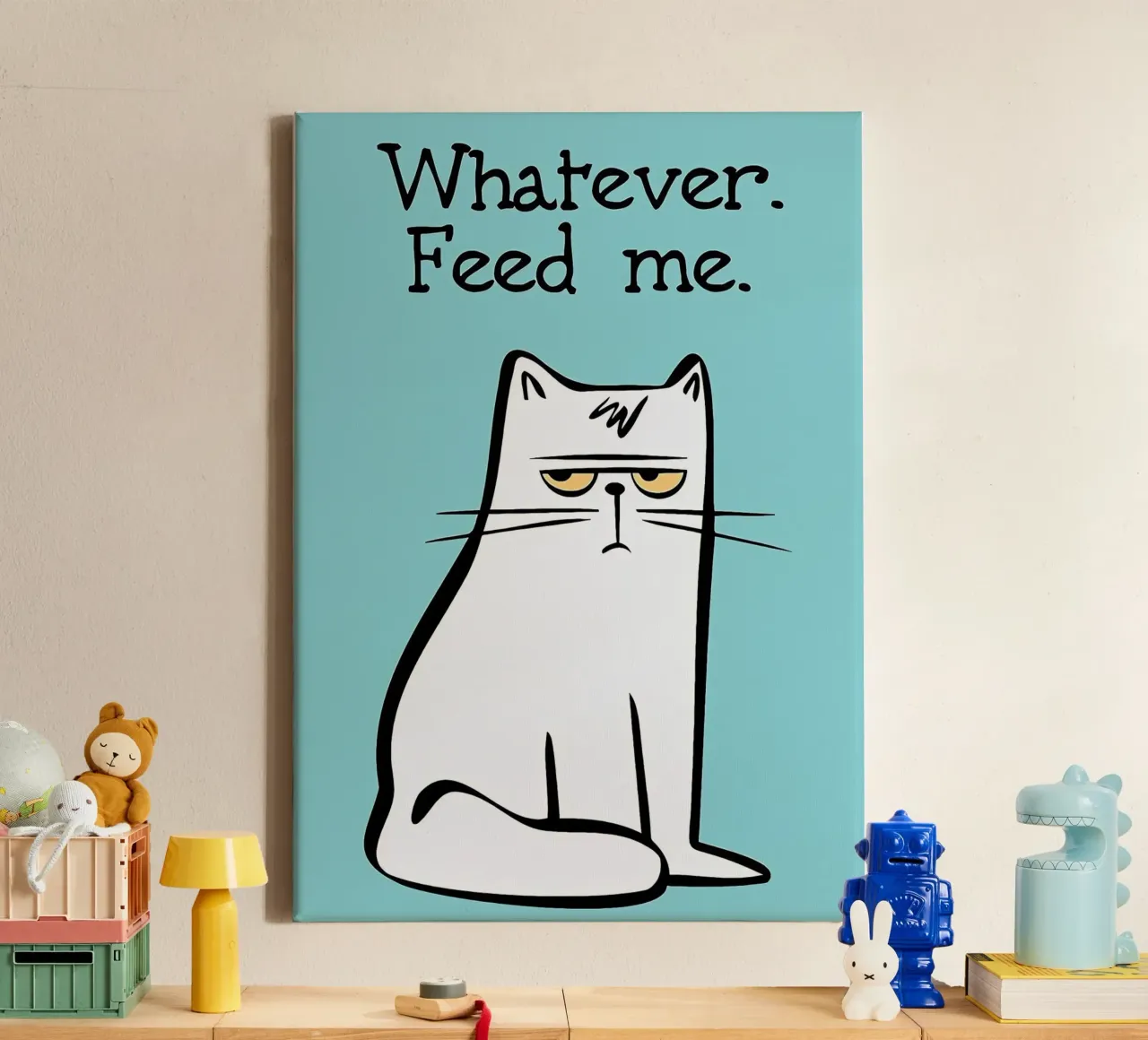 Whatever Feed Me canvas with Floater frame by Arjun