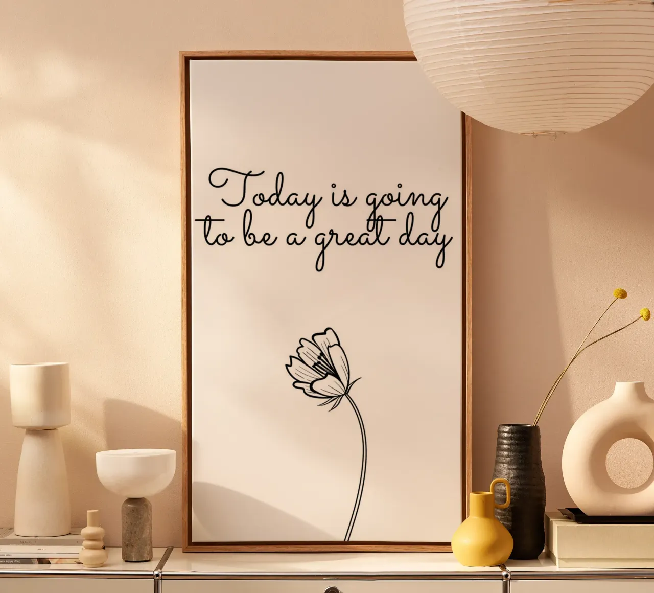today is going to be a great day canvas with Floater frame by art quots shop