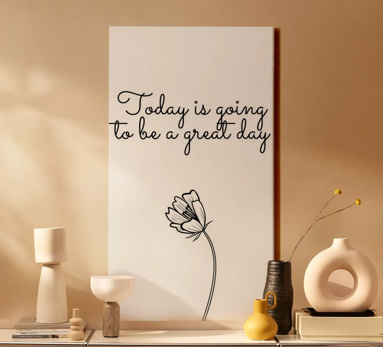 today is going to be a great day canvas with Floater frame by art quots shop