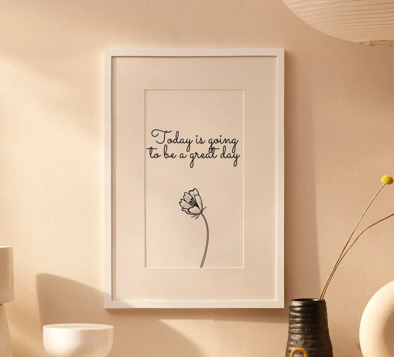today is going to be a great day poster with plastic frame by art quots shop