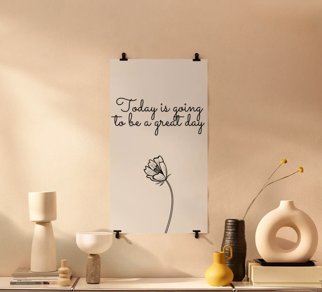 today is going to be a great day poster with plastic frame by art quots shop