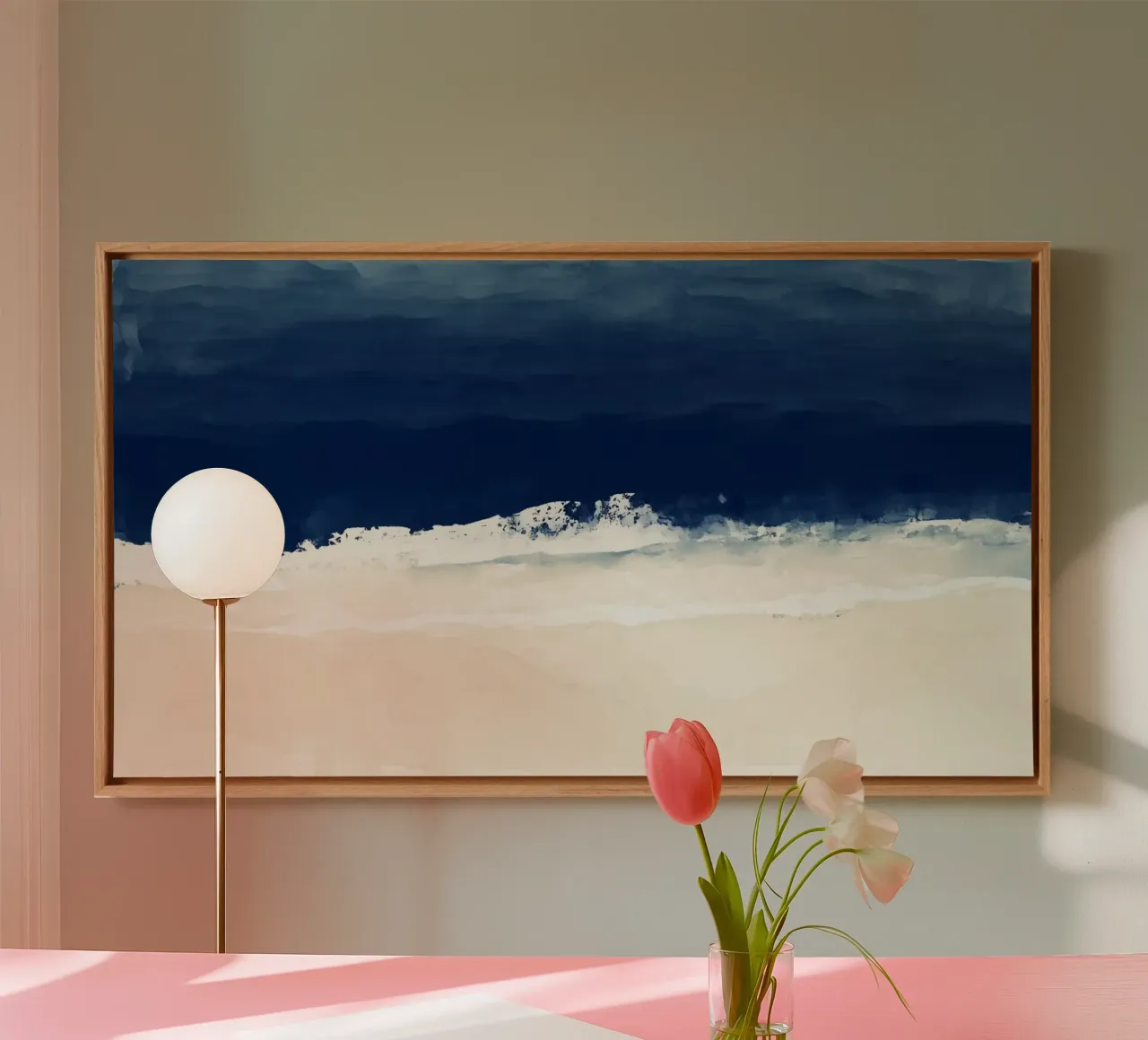 Serene kustlijn canvas met Baklijst van Seed & Signal