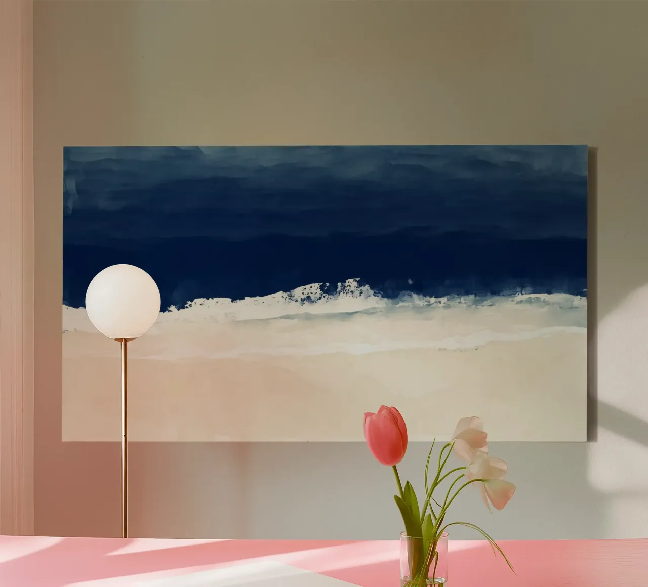 Serene kustlijn canvas met Baklijst van Seed & Signal