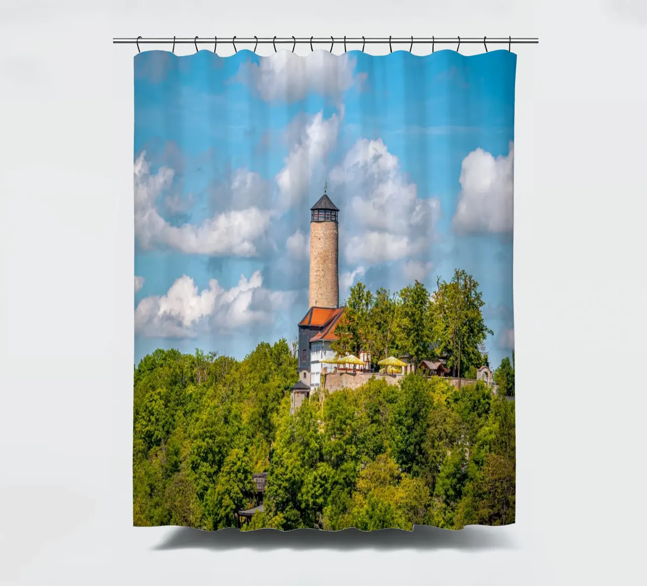 Fuchsturm in Jena Duschvorhang von Marcus Beckert | Fotografie