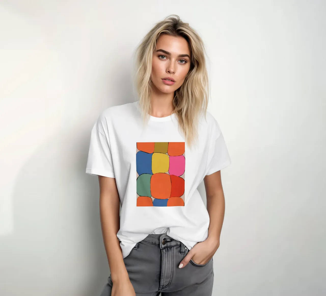 Block pattern fields t-shirt by Carinaprint