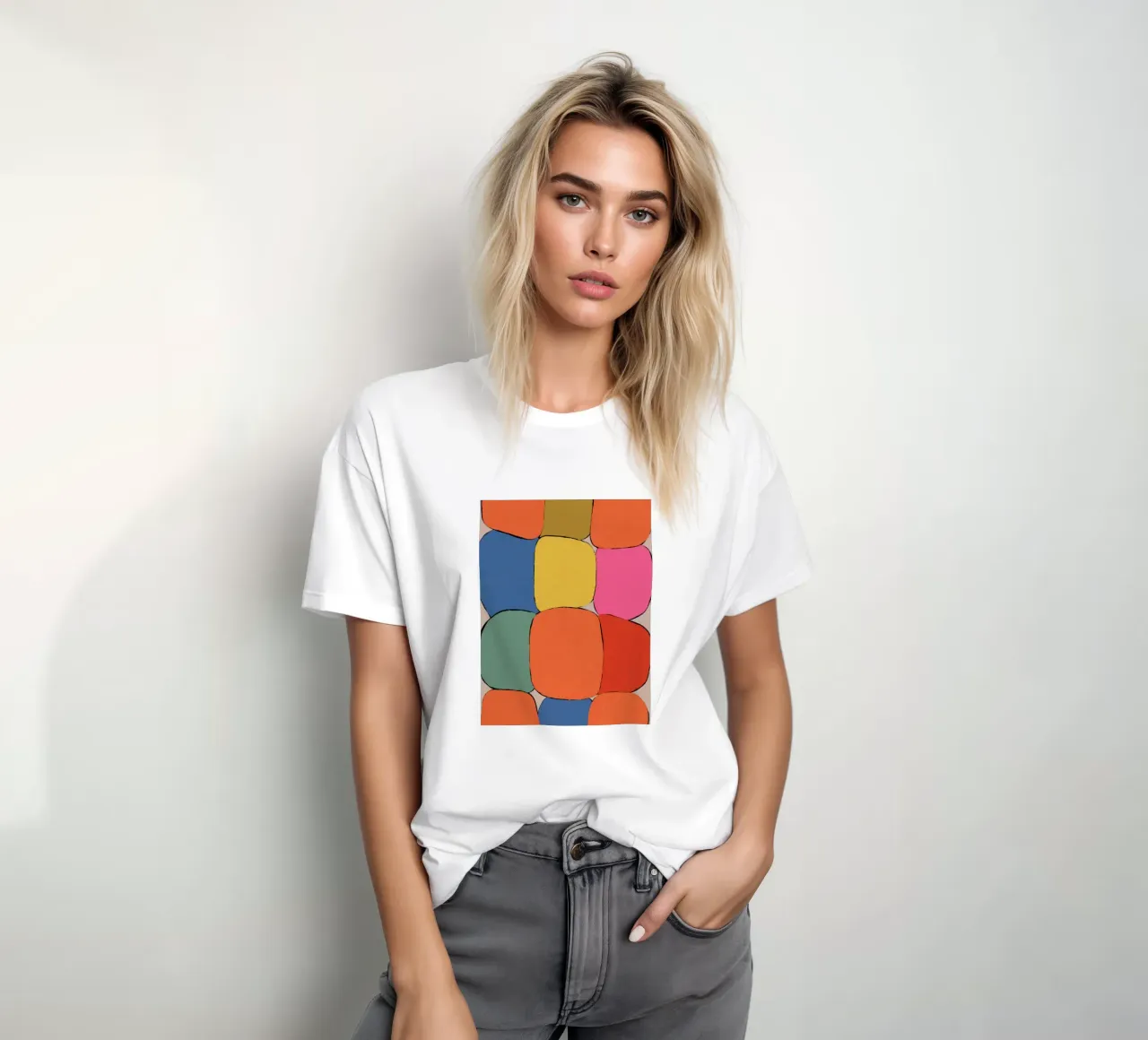 Block pattern fields t-shirt by Carinaprint