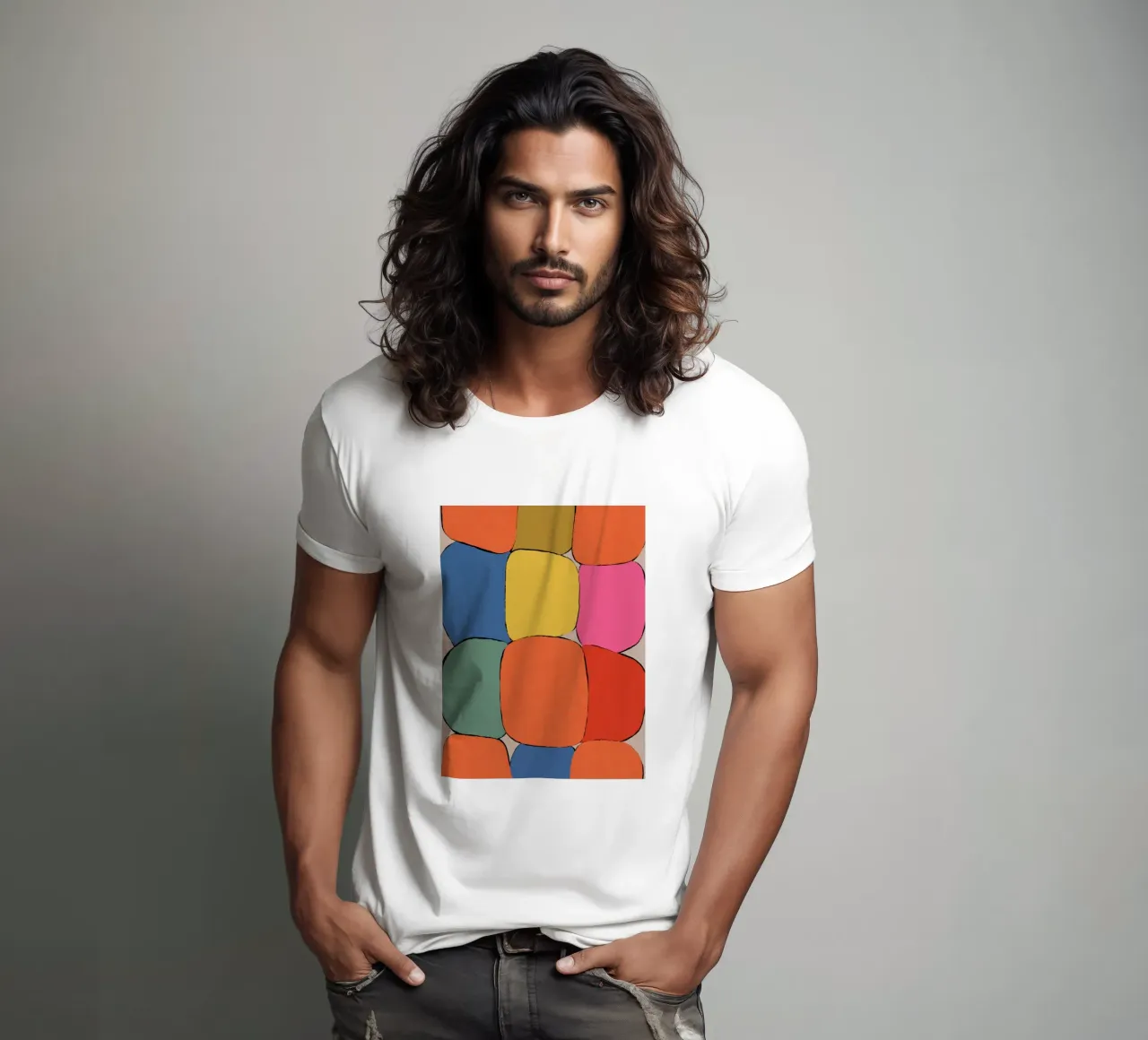 Block pattern fields t-shirt by Carinaprint