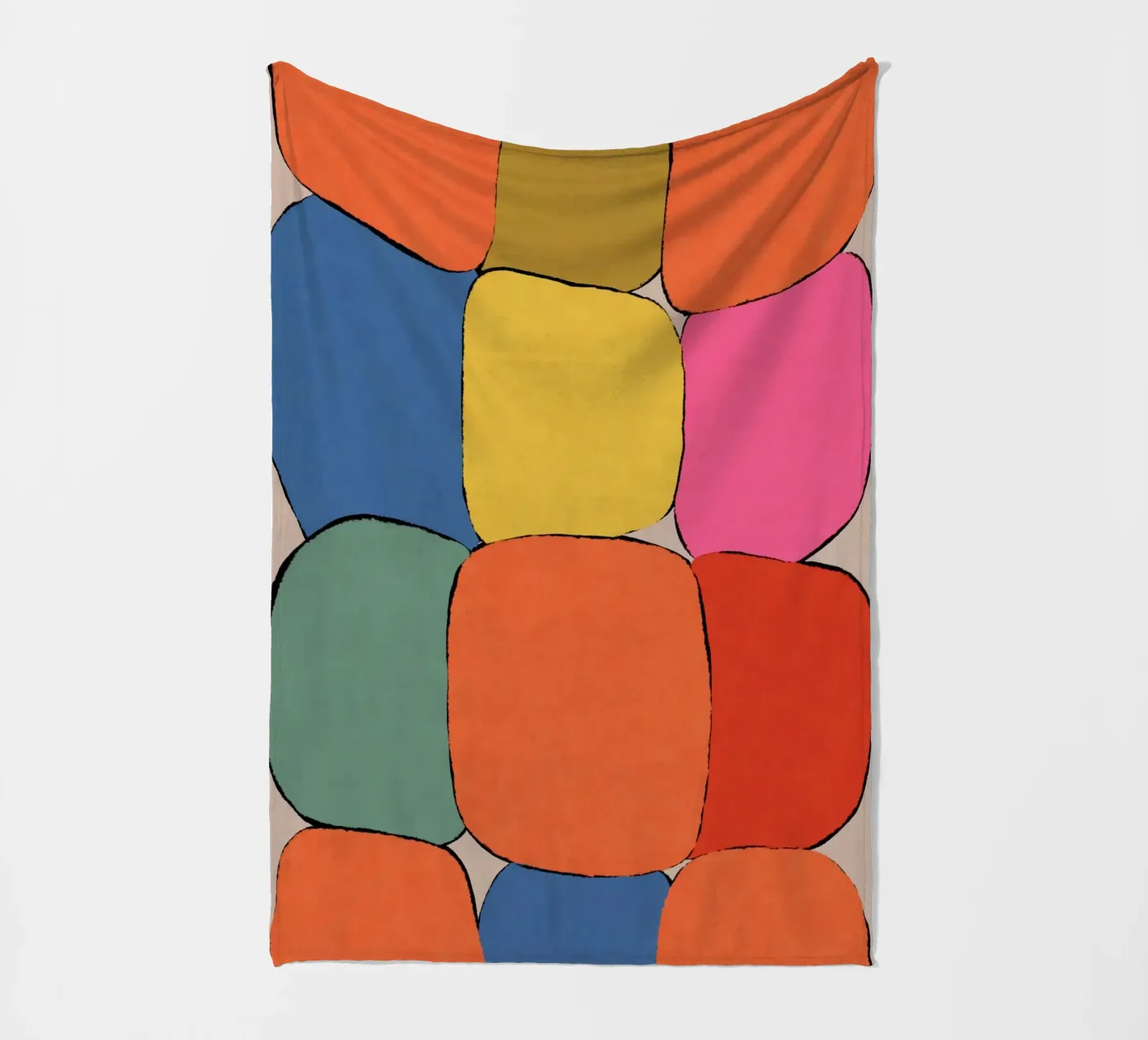 Block pattern fields fleece blanket by Carinaprint