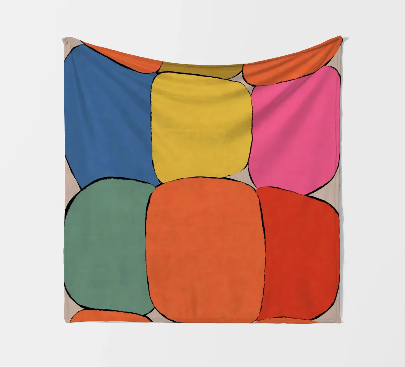 Block pattern fields fleece blanket by Carinaprint