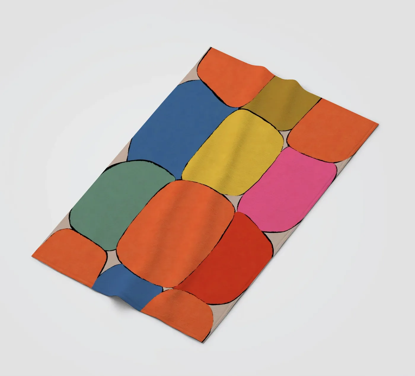 Block pattern fields fleece blanket by Carinaprint