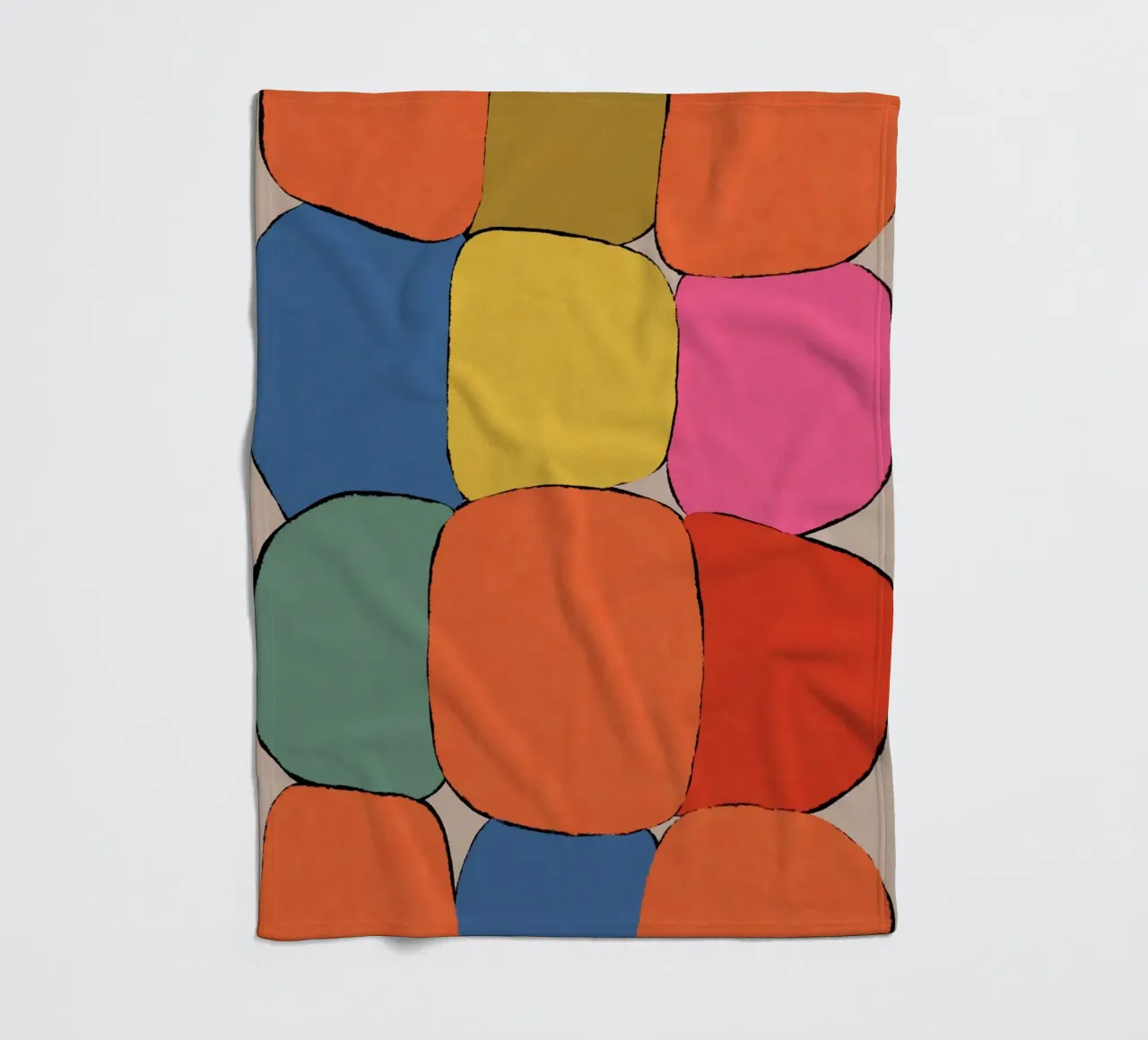 Block pattern fields fleece blanket by Carinaprint