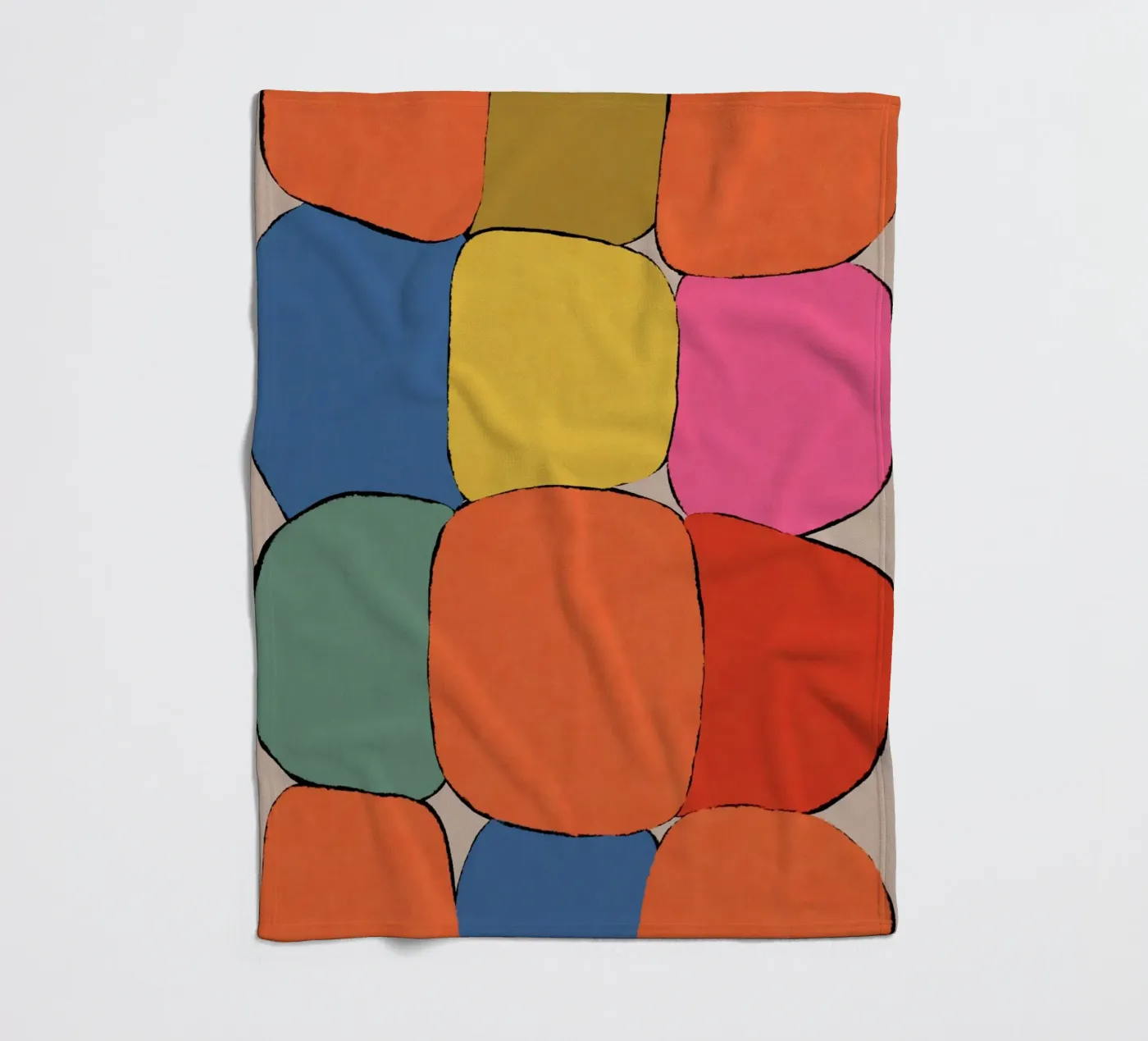 Block pattern fields fleece blanket by Carinaprint