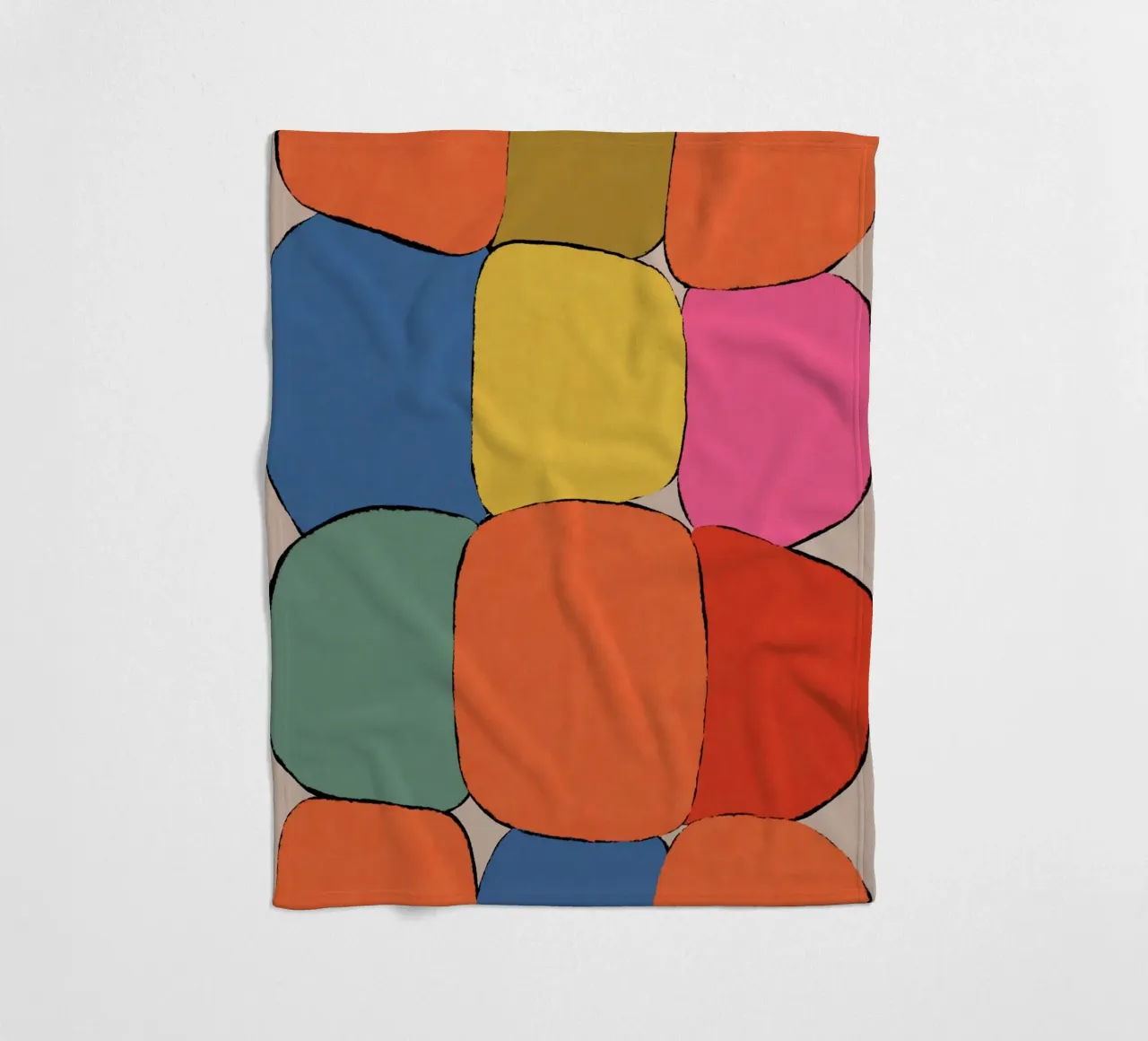 Block pattern fields fleece blanket by Carinaprint