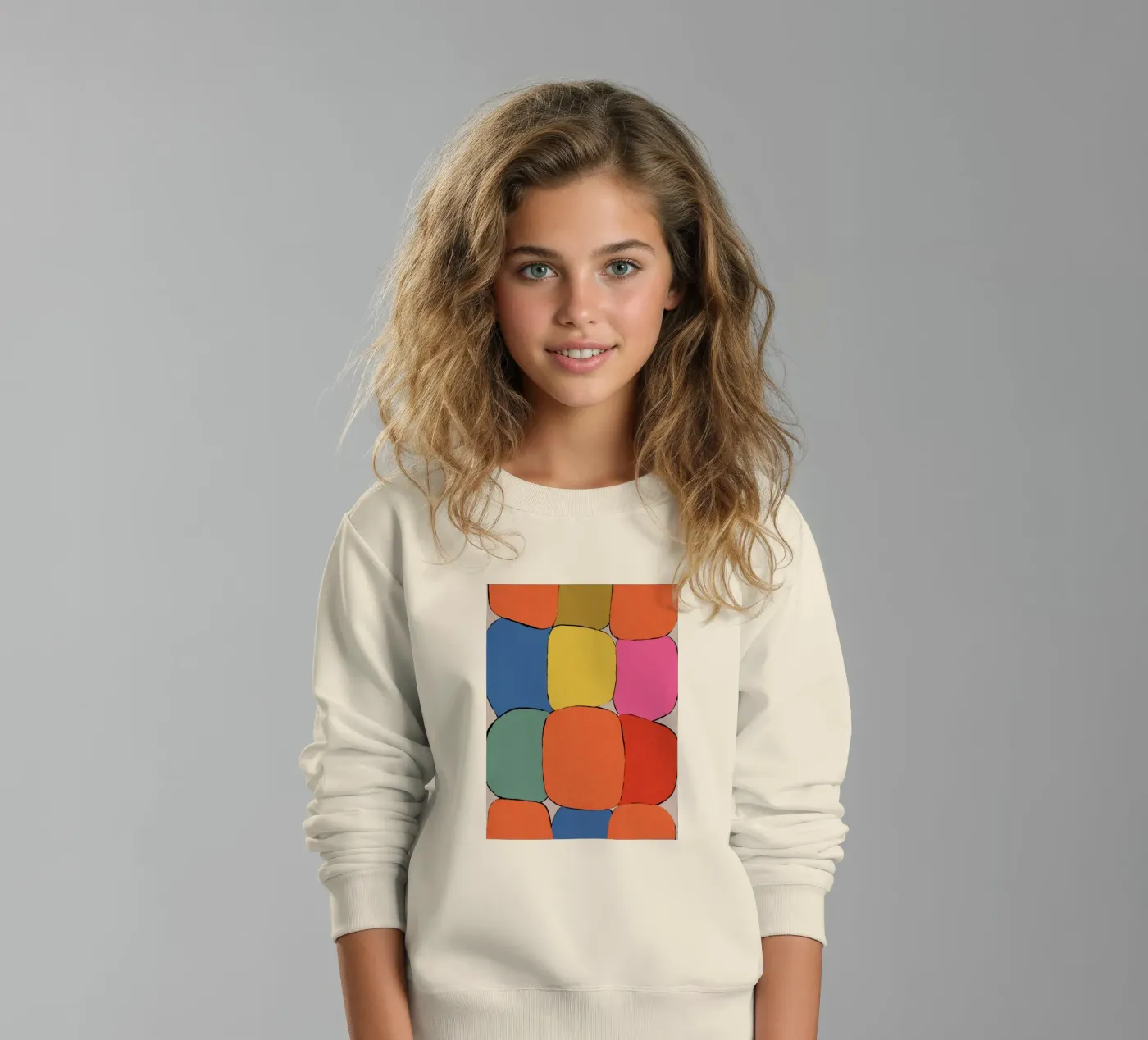 Block pattern fields kinder sweatshirt van Carinaprint