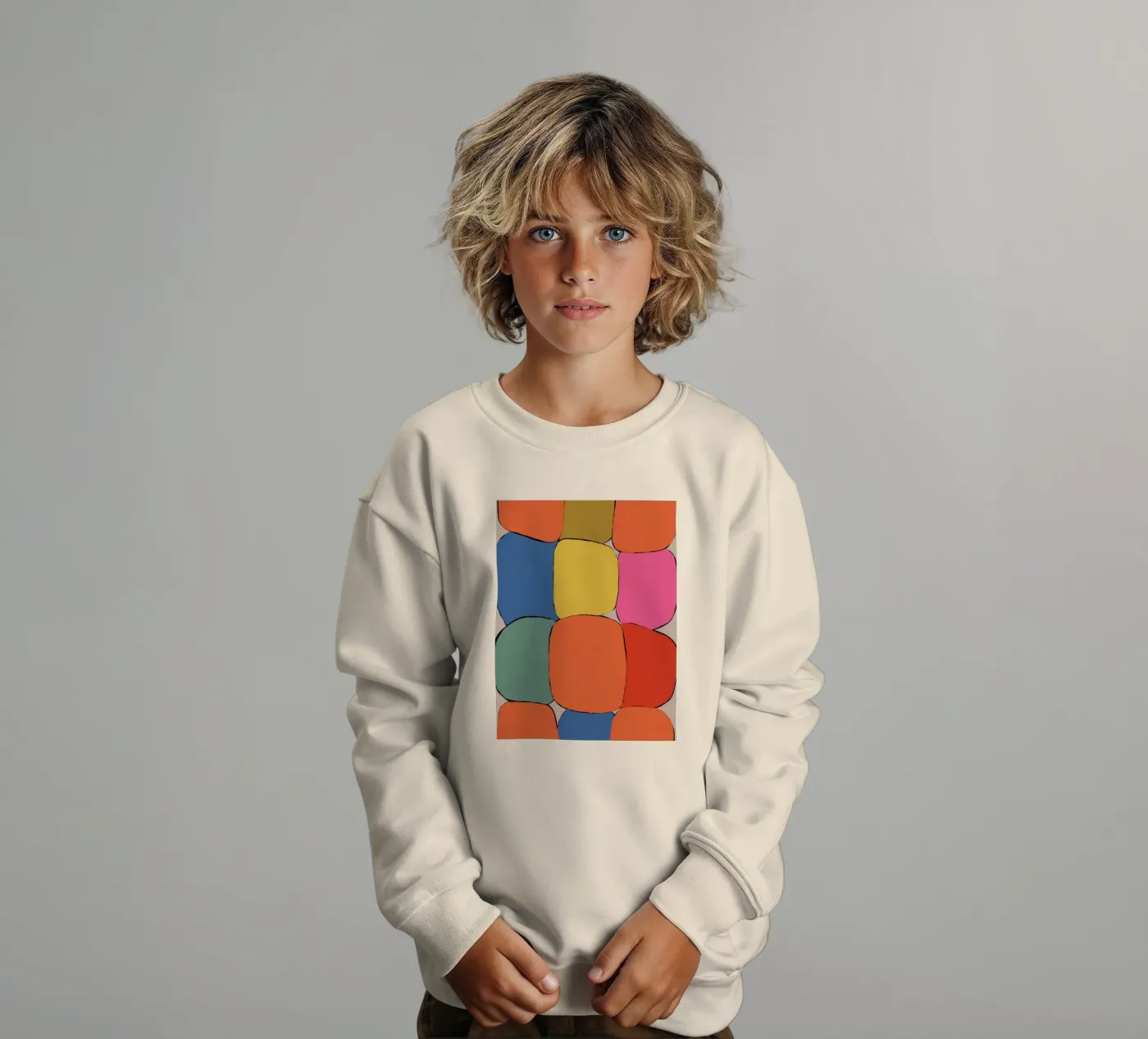 Block pattern fields kinder sweatshirt van Carinaprint