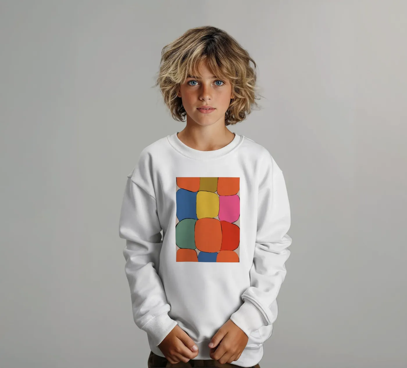 Block pattern fields kinder sweatshirt van Carinaprint
