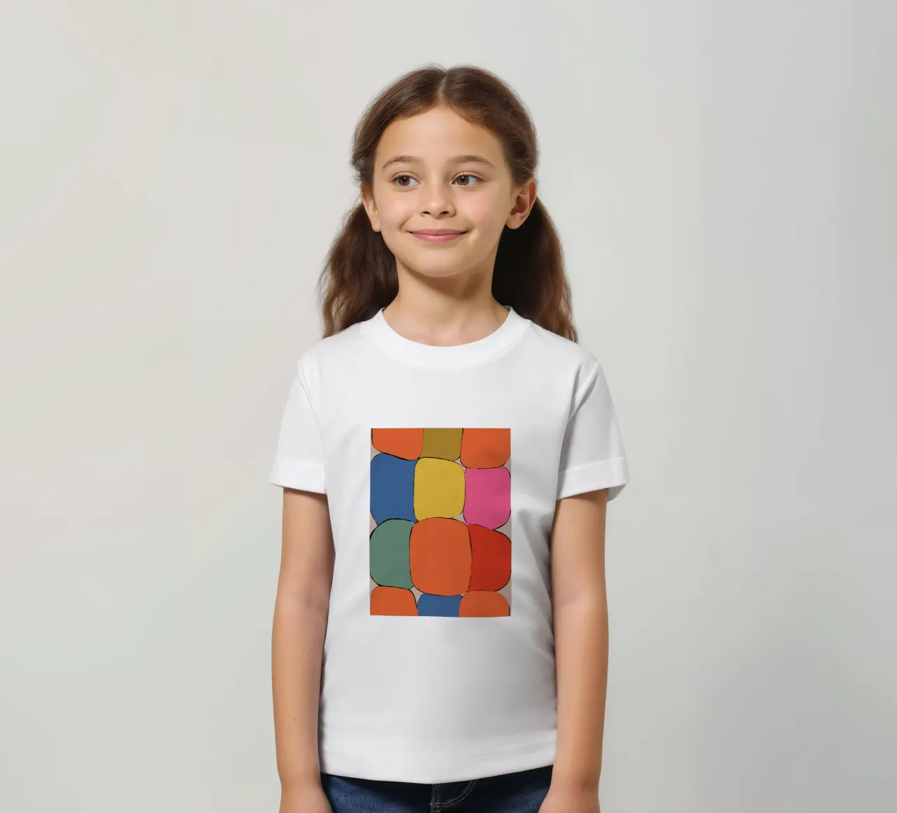 Block pattern fields kids t-shirt by Carinaprint