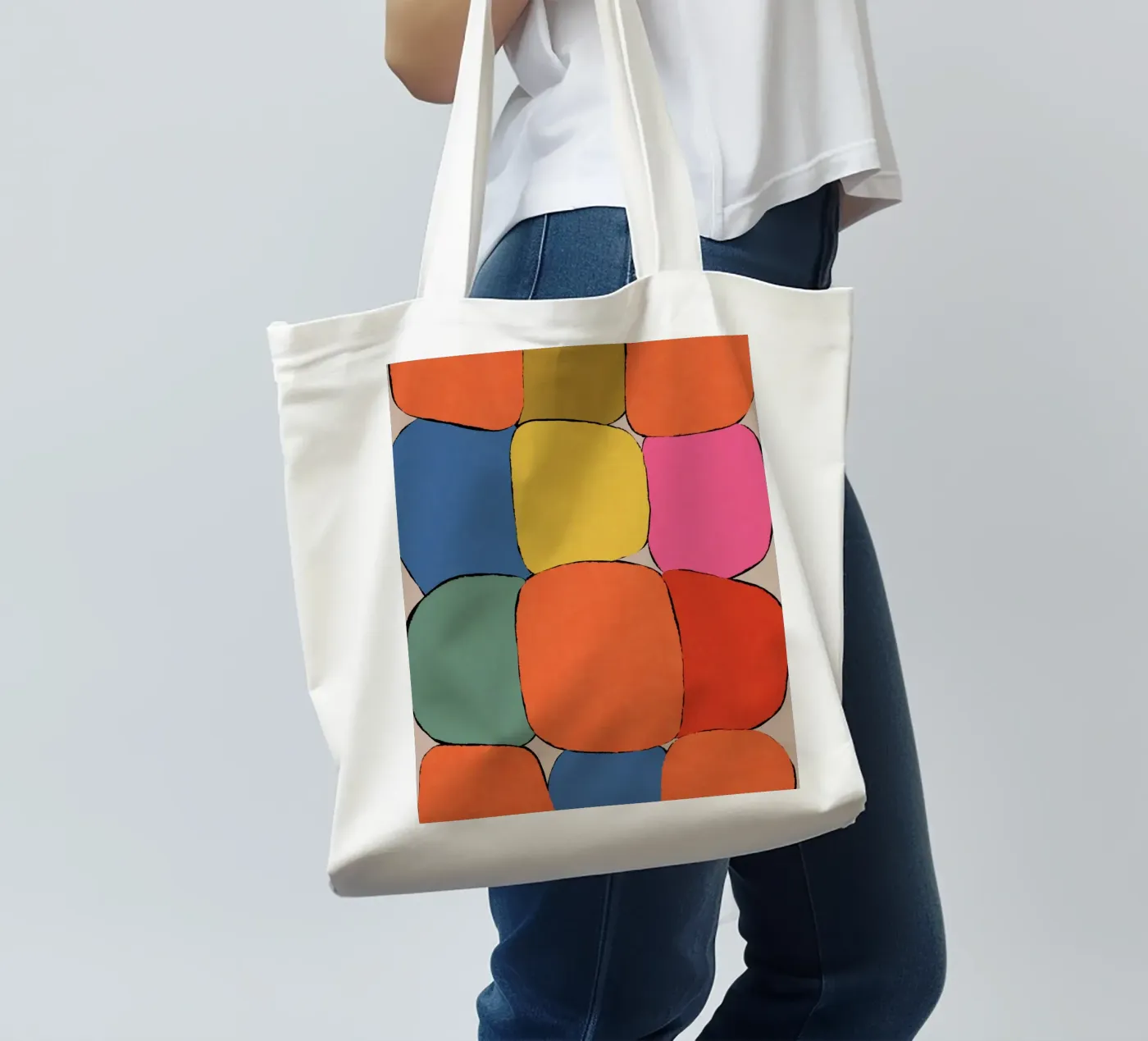 Block pattern fields Jutebeutel von Carinaprint