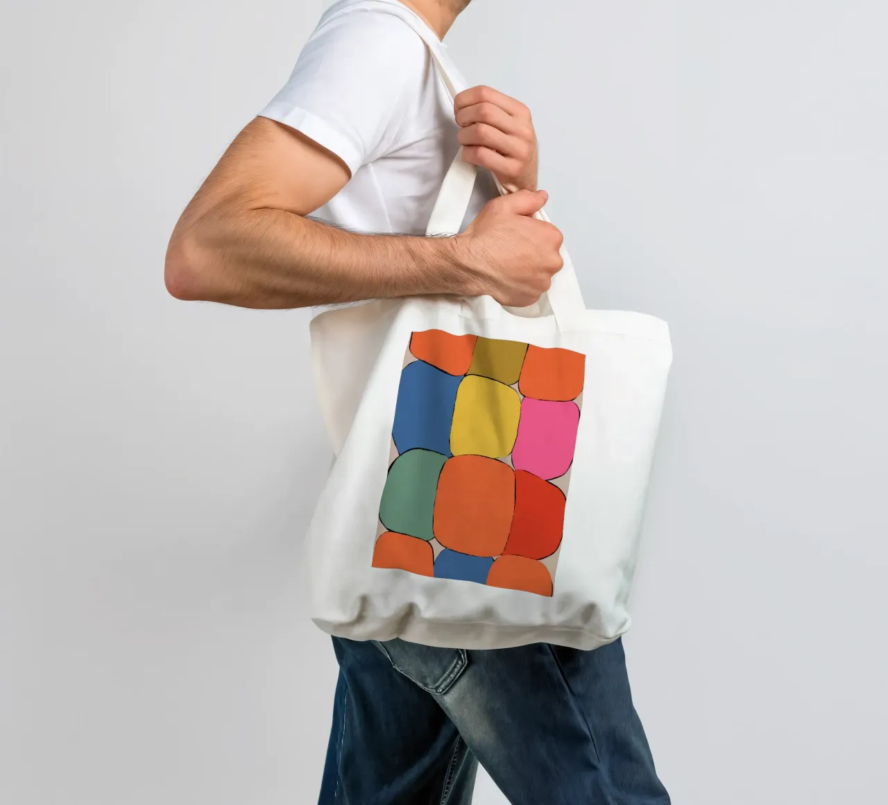 Block pattern fields tote bag by Carinaprint