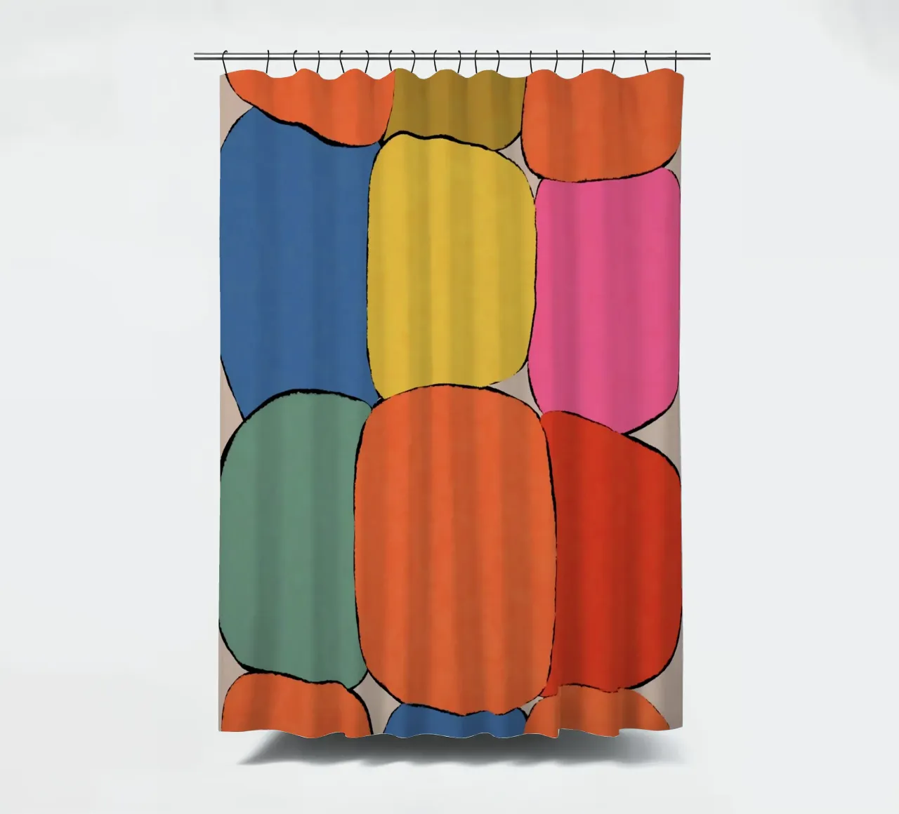 Block pattern fields shower curtain by Carinaprint