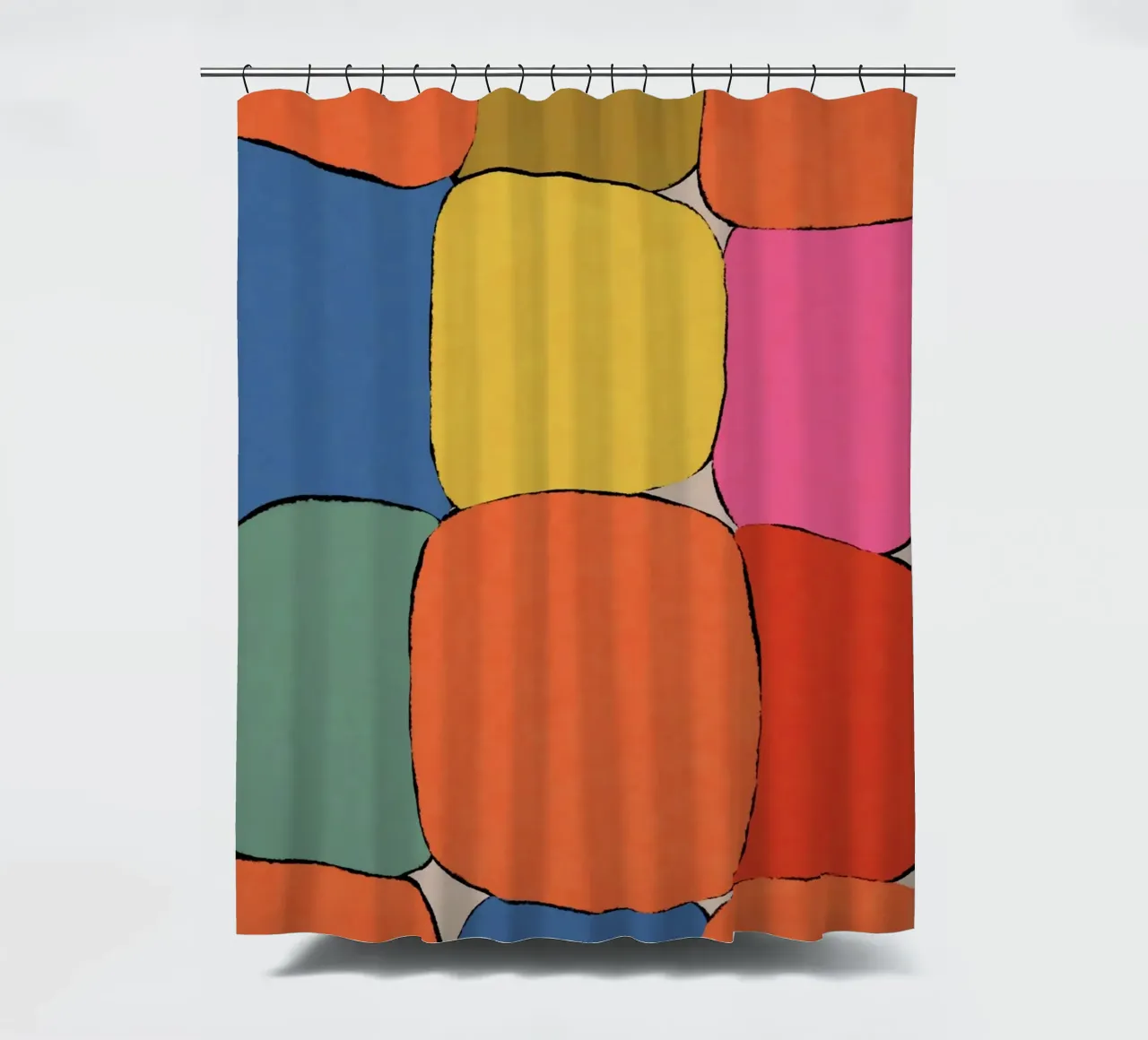 Block pattern fields shower curtain by Carinaprint